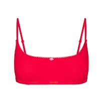 LIGHTWEIGHT COTTON LOGO PICOT SCOOP BRALETTE