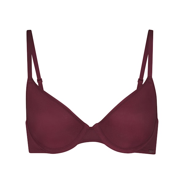 WEIGHTLESS DEMI BRA | WINE (DEMI BRAS) LAYS FLAT ON A WHITE BACKGROUND | FLT