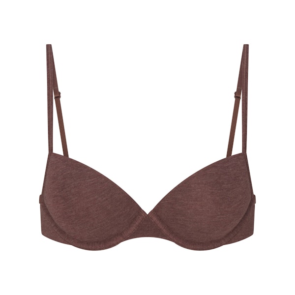 EVERYDAY COTTON LIGHTLY LINED DEMI BRA | COCOA HEATHER FLAT ON A WHITE BACKGROUND | FLT