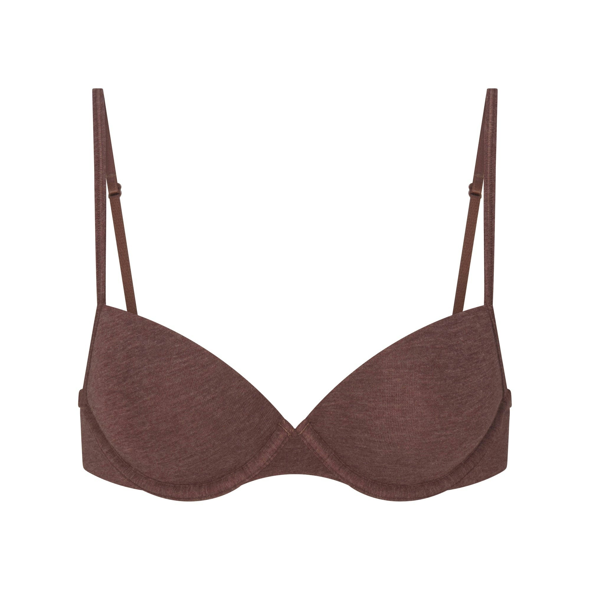EVERYDAY COTTON LIGHTLY LINED DEMI BRA | COCOA HEATHER FLAT ON A WHITE BACKGROUND | FLT