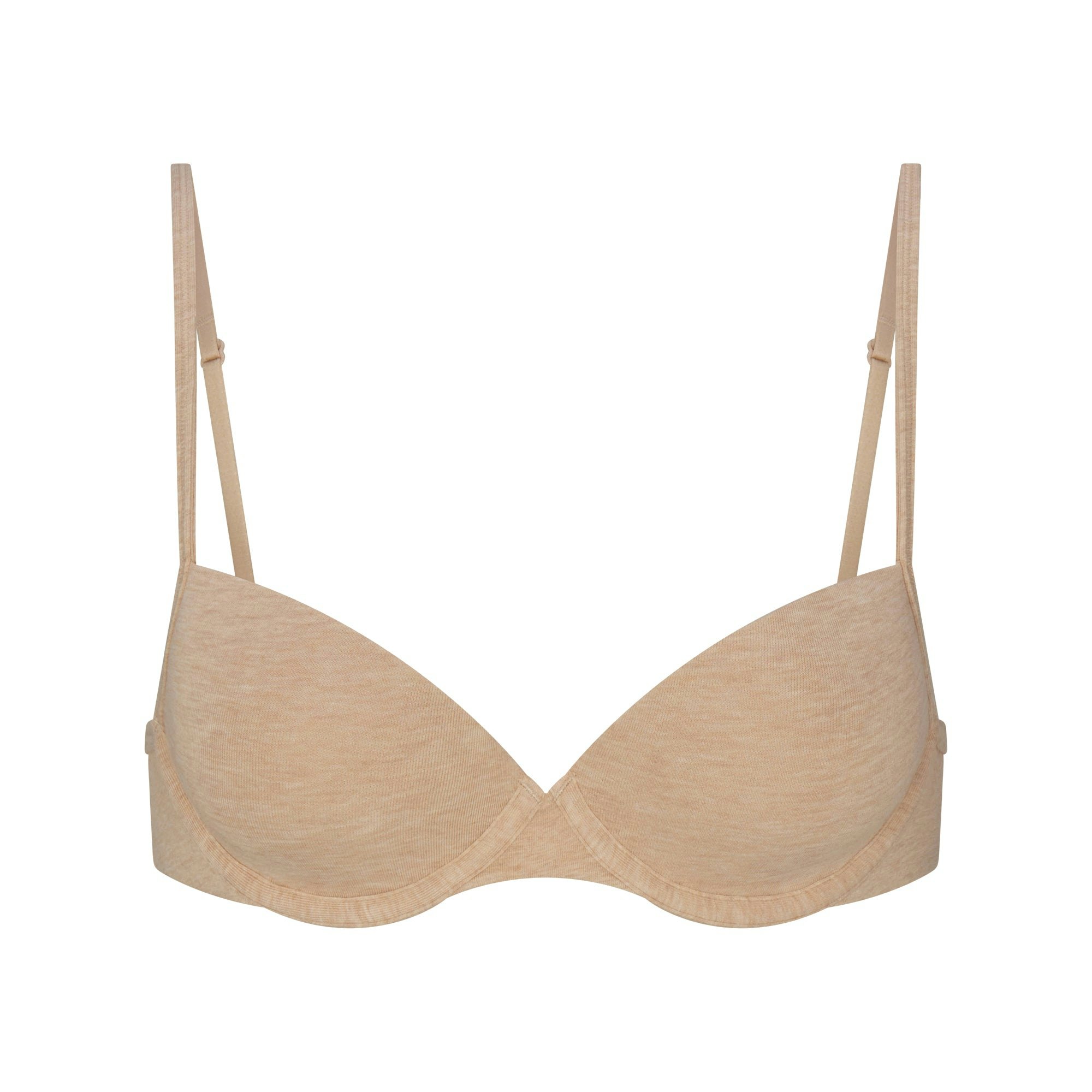 EVERYDAY COTTON LIGHTLY LINED DEMI BRA | CLAY HEATHER FLAT ON A WHITE BACKGROUND | FLT