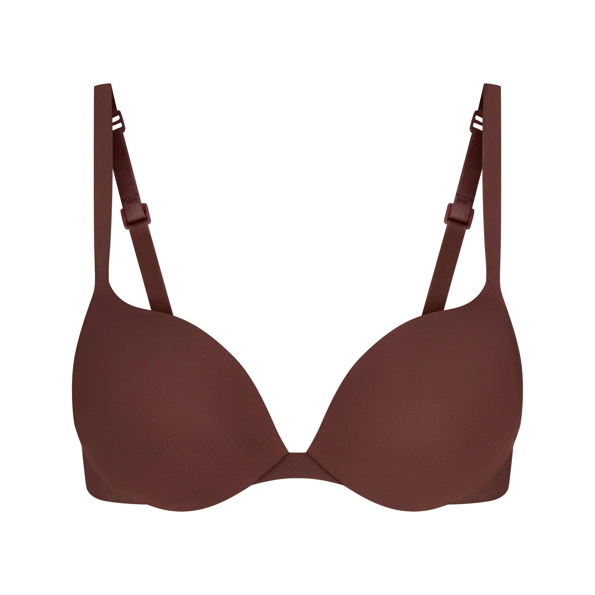 SKIMS ULTIMATE TEARDROP T-SHIRT BRA | COCOA FLAT ON A WHITE BACKGROUND | FLT
