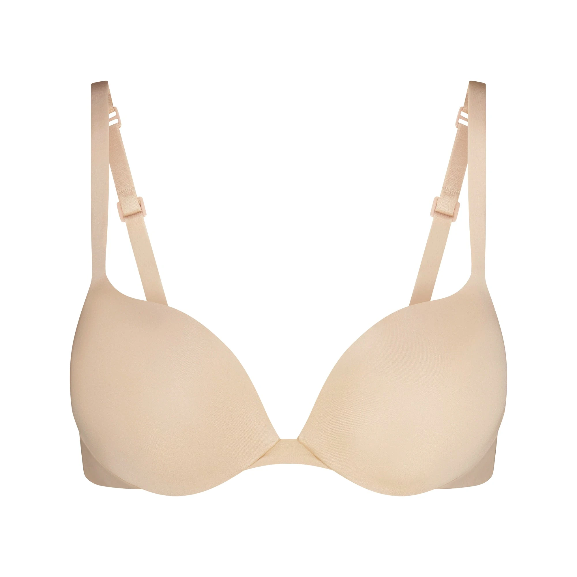 SKIMS ULTIMATE TEARDROP T-SHIRT BRA | SAND FLAT ON A WHITE BACKGROUND | FLT