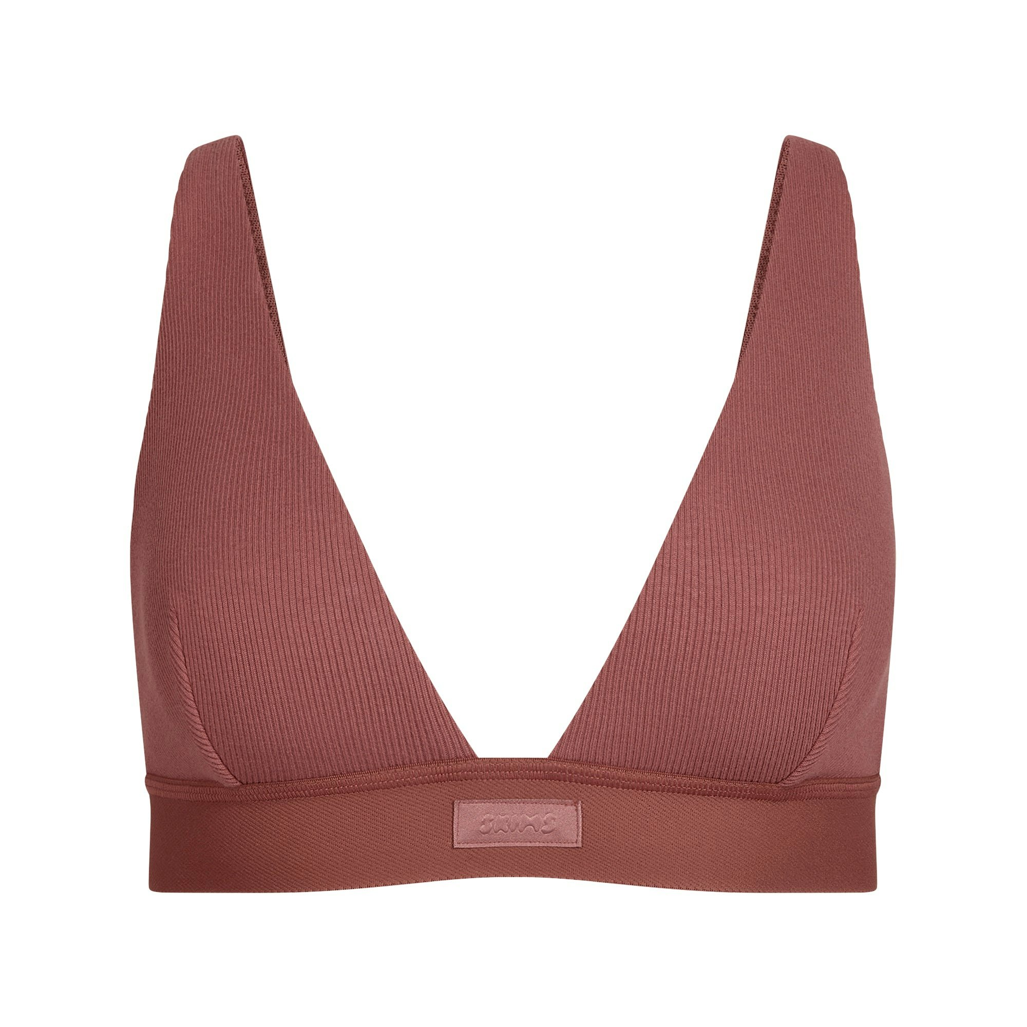 COTTON RIB PLUNGE BRALETTE | REDWOOD FLAT ON A WHITE BACKGROUND | FLT