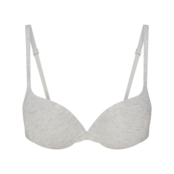 EVERYDAY COTTON ULTIMATE TEARDROP PUSH-UP BRA | LIGHT HEATHER GREY FLAT ON A WHITE BACKGROUND | FLT