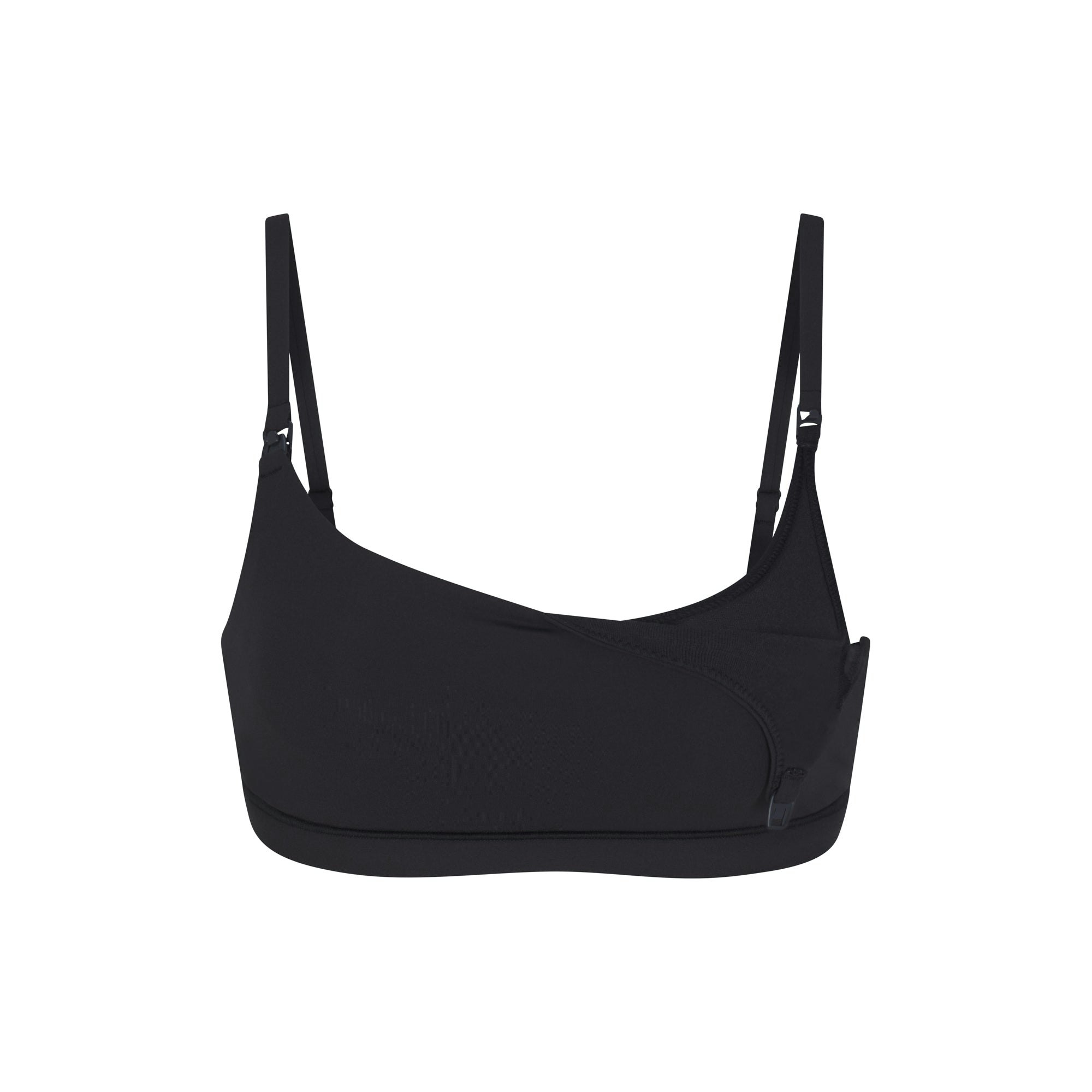 FITS EVERYBODY MATERNITY PUMPING SCOOP BRALETTE | ONYX (MATERNITY BRALETTES) LAYS FLAT ON A WHITE BACKGROUND | FLT