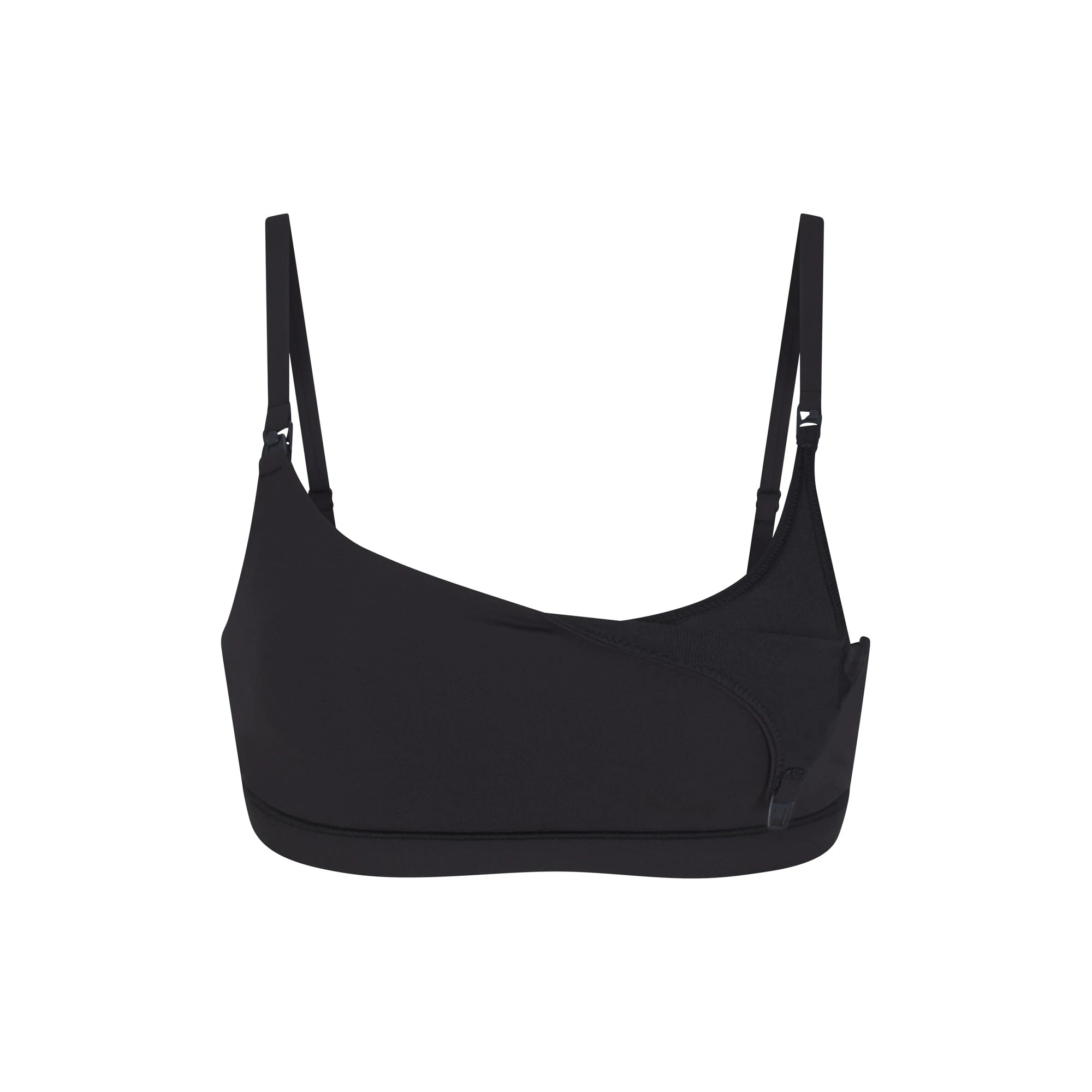 FITS EVERYBODY MATERNITY PUMPING SCOOP BRALETTE | ONYX (MATERNITY BRALETTES) LAYS FLAT ON A WHITE BACKGROUND | FLT