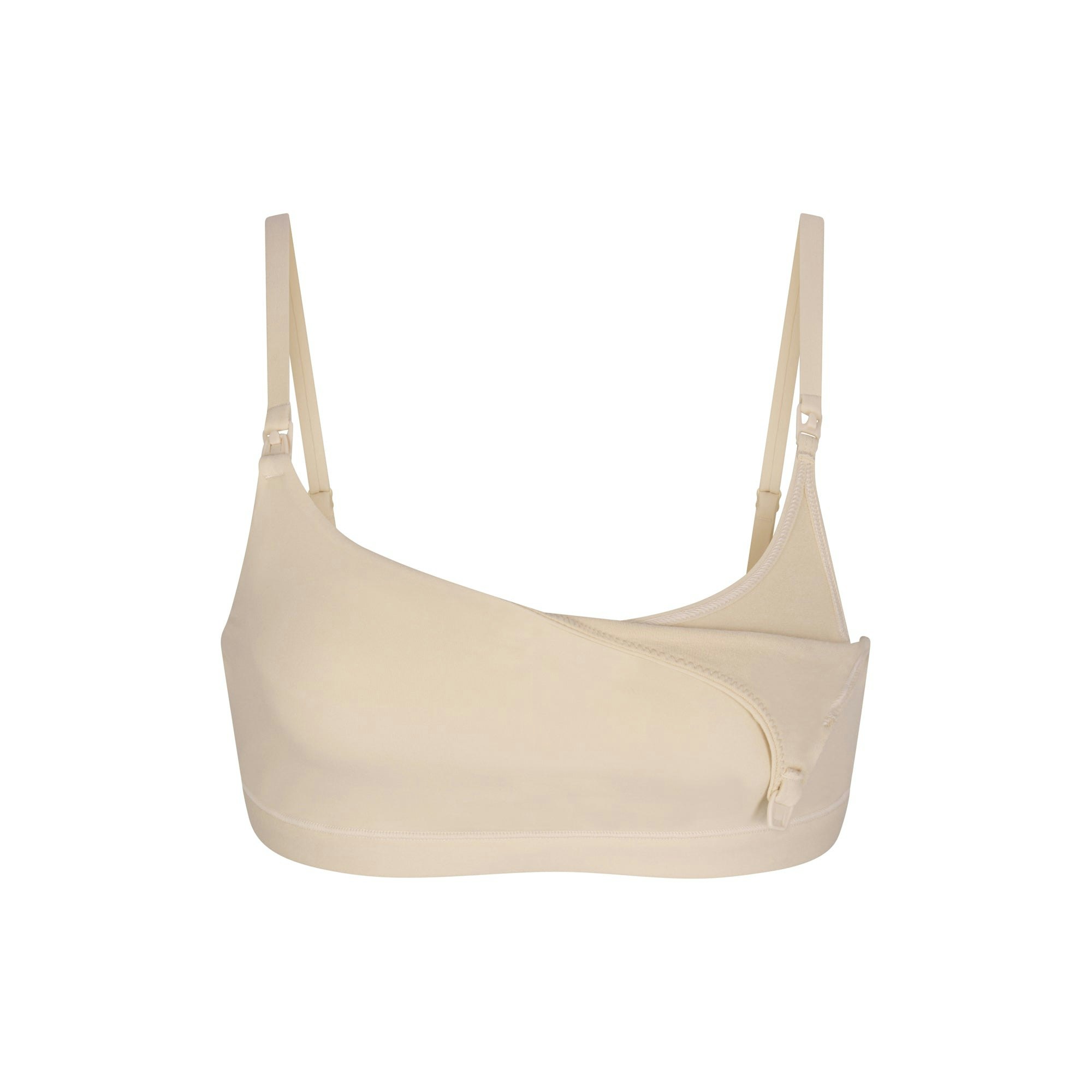 FITS EVERYBODY MATERNITY PUMPING SCOOP BRALETTE | SAND (MATERNITY BRALETTES) LAYS FLAT ON A WHITE BACKGROUND | FLT