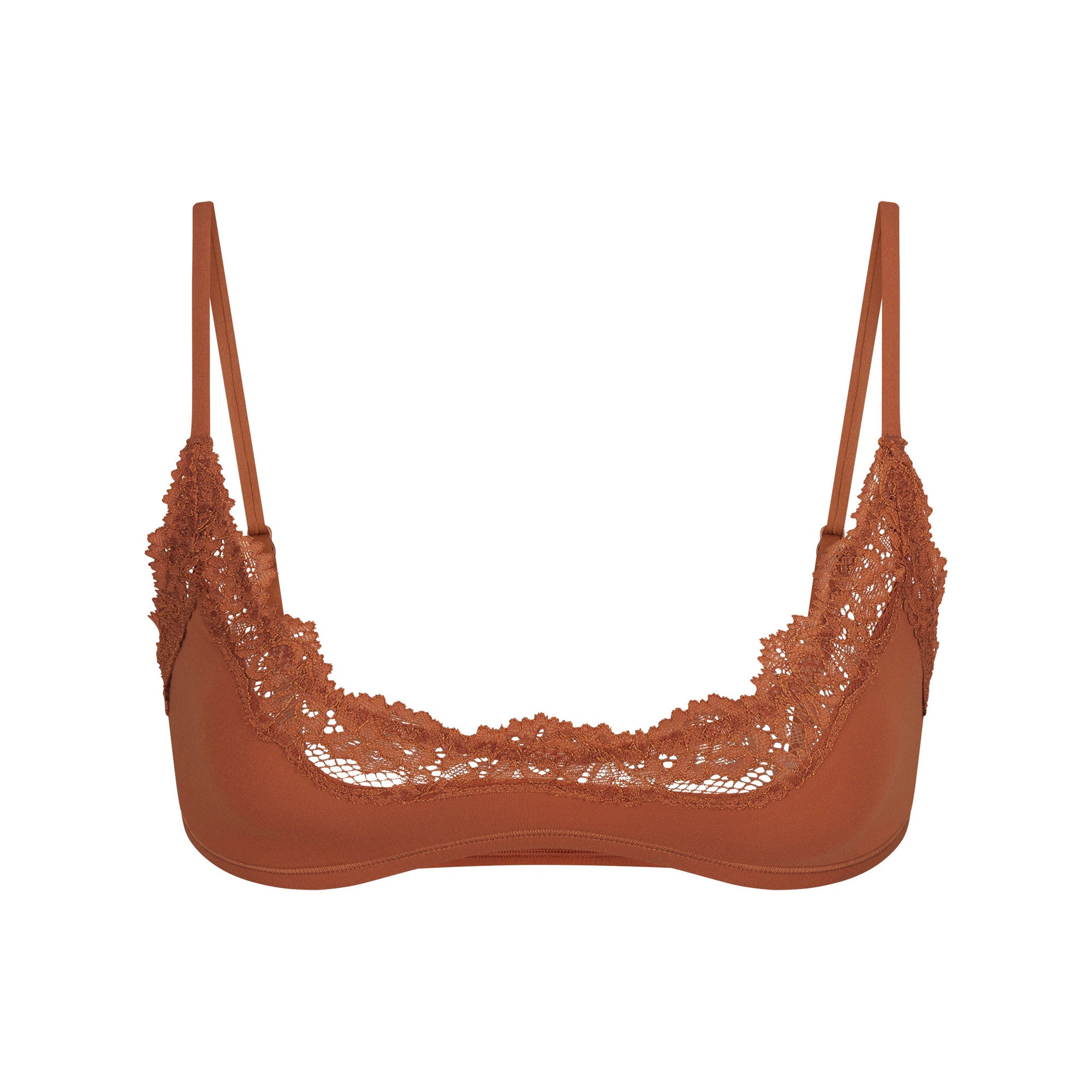 FITS EVERYBODY LACE SCOOP BRALETTE LAYS FLAT ON A WHITE BACKGROUND