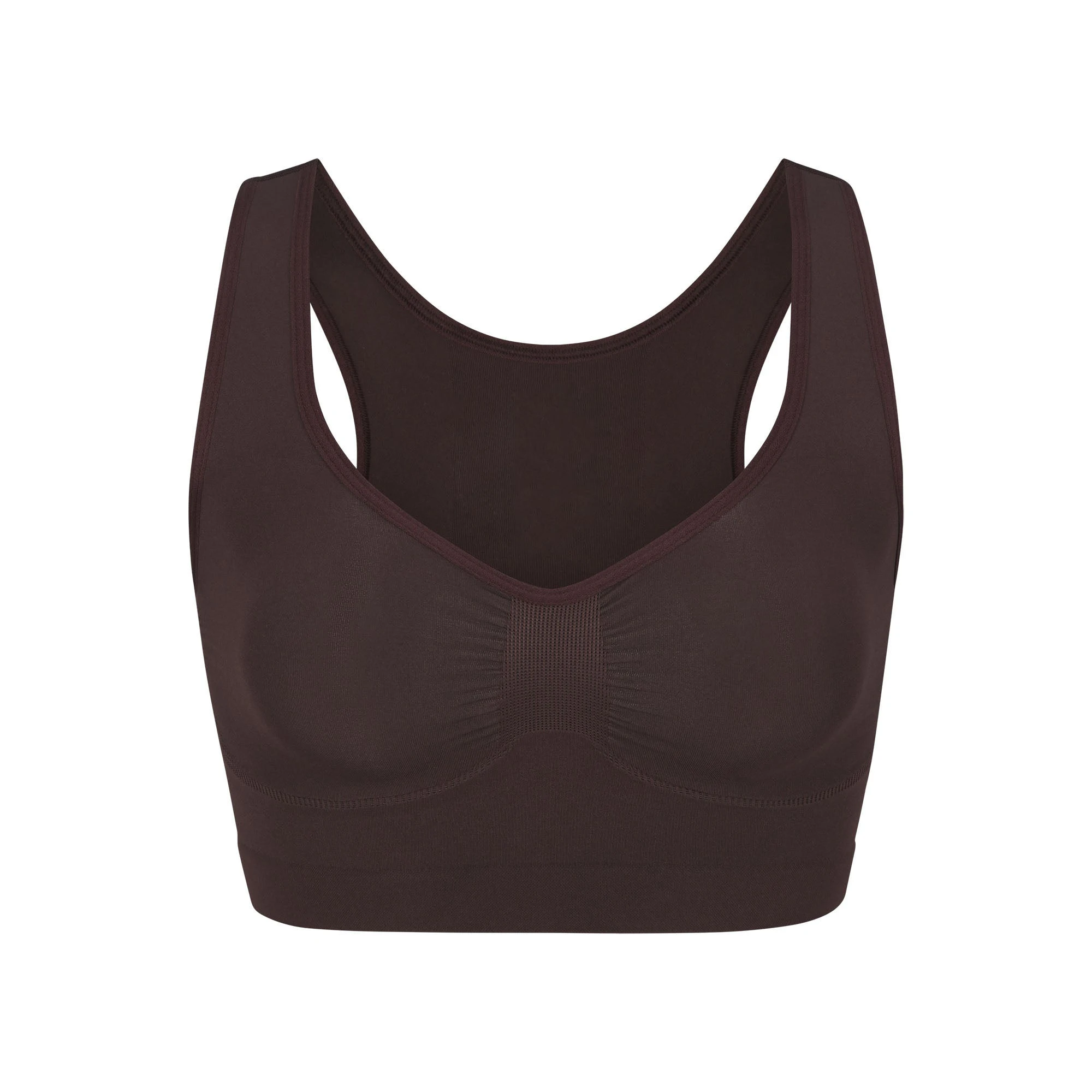 SEAMLESS SCULPT SCOOP PLUNGE BRALETTE LAYS FLAT ON A WHITE BACKGROUND