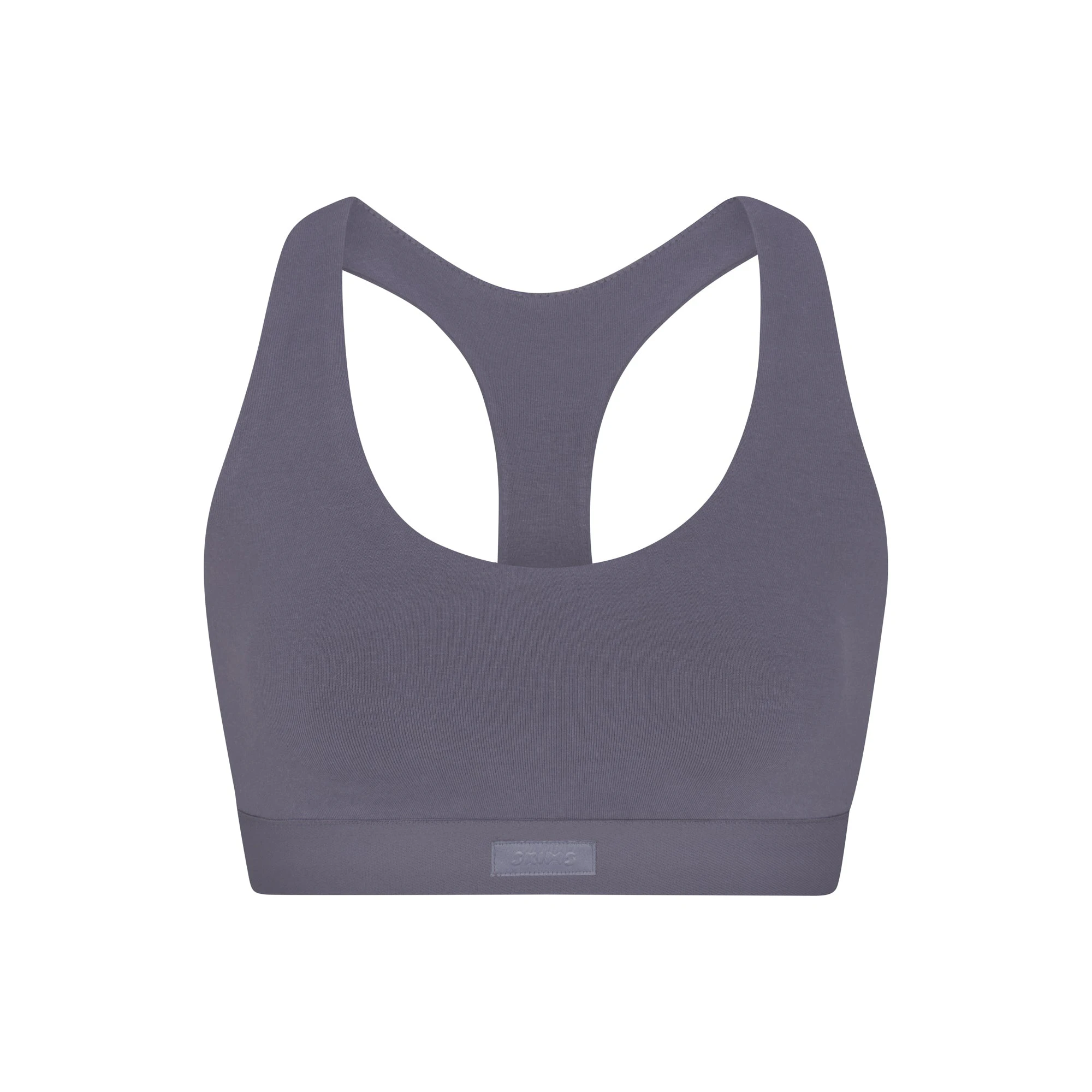 OUTDOOR RACERBACK BRALETTE | STEEL BLUE (SCOOP BRALETTES) LAYS FLAT ON A WHITE BACKGROUND