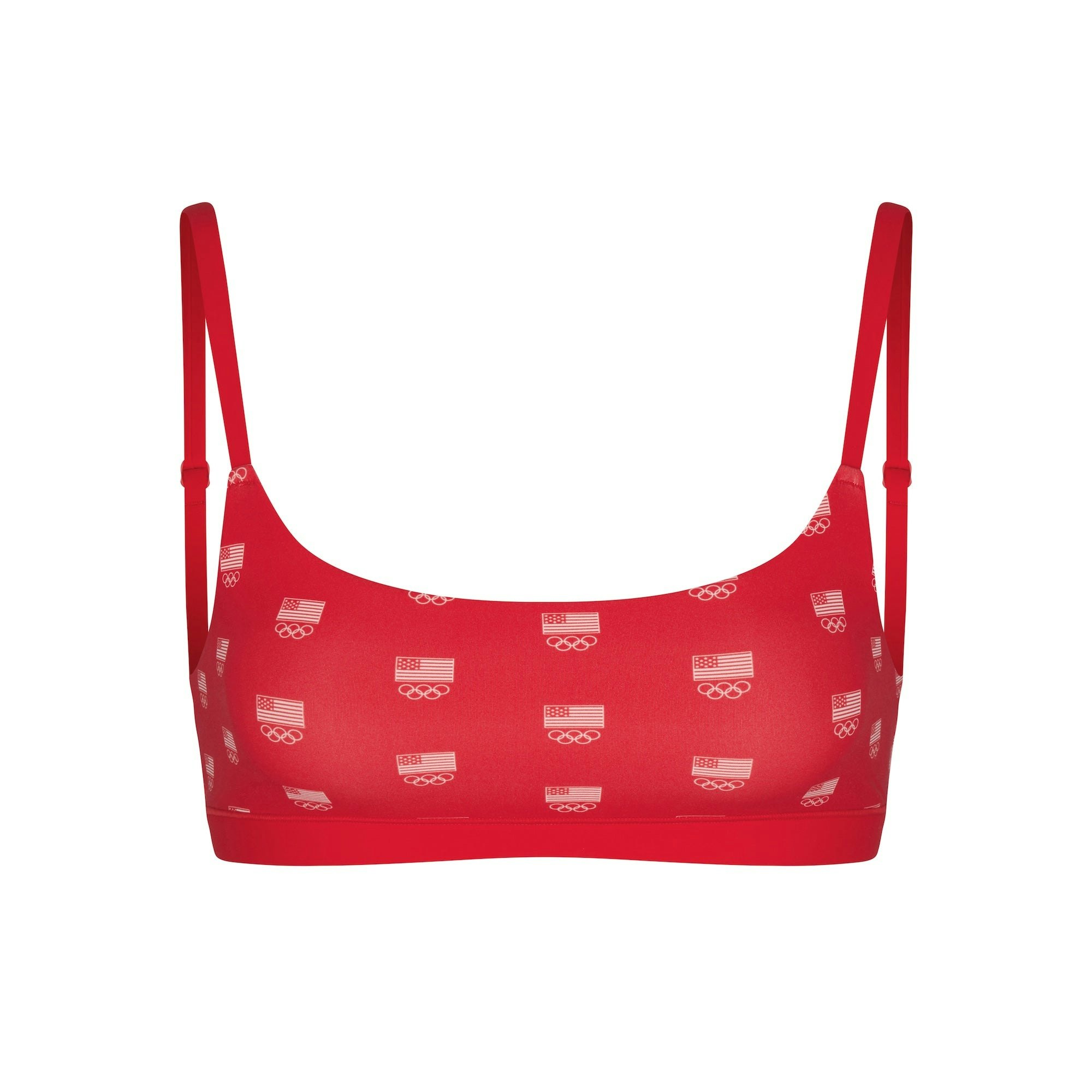 SKIMS FOR TEAM USA FITS EVERYBODY OLYMPIC SCOOP BRALETTE | RED (SCOOP BRALETTES, BRALETTES) FLAT ON A WHITE BACKGROUND | FLT