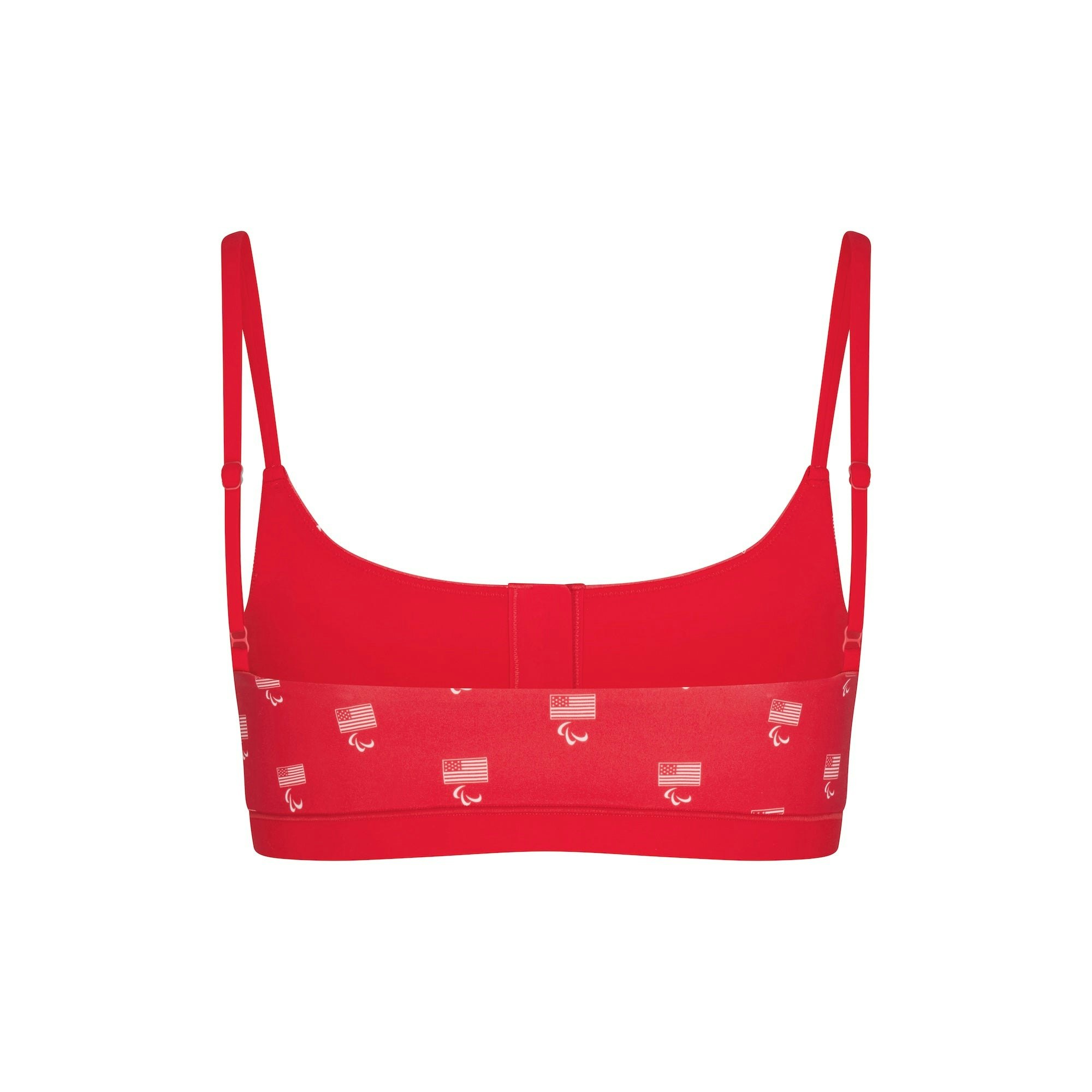 SKIMS FOR TEAM USA FITS EVERYBODY ADAPTIVE PARALYMPIC SCOOP BRALETTE | RED ADDITIONAL FABRIC DETAILS