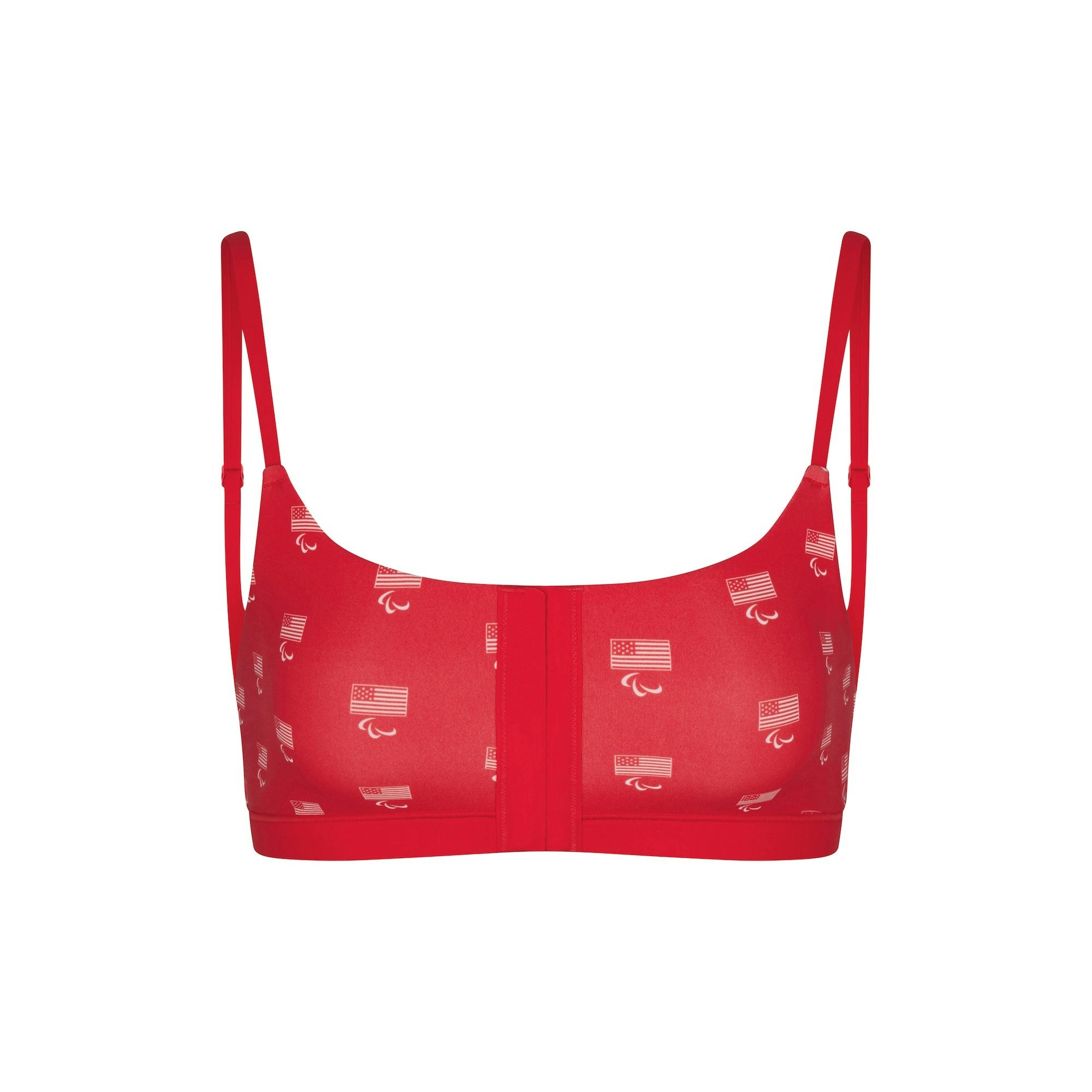 SKIMS FOR TEAM USA FITS EVERYBODY ADAPTIVE  PARALYMPIC SCOOP BRALETTE | RED (SCOOP BRALETTES, BRALETTES) FLAT ON A WHITE BACKGROUND | FLT