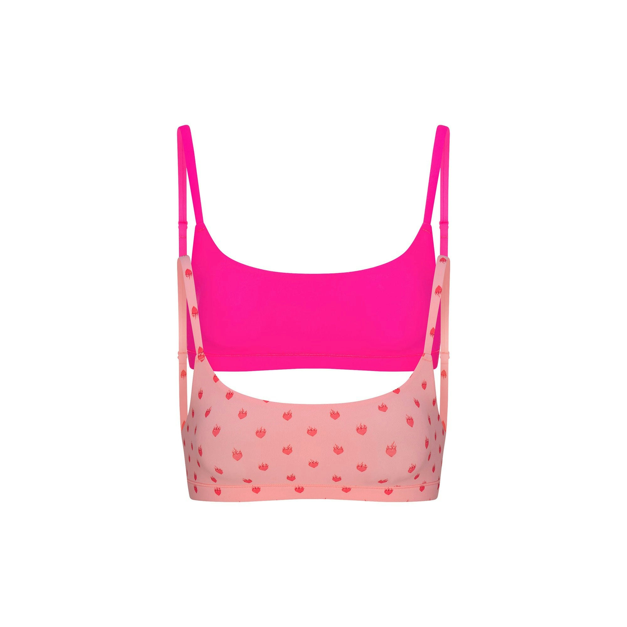 FITS EVERYBODY SCOOP BRALETTE 2-PACK | FLAMINGO AND FLAME HEART FLAT ON A WHITE BACKGROUND | FLT