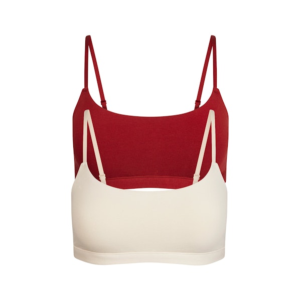 COTTON JERSEY SCOOP BRALETTE 2-PACK | BUFF AND BRICK FLAT ON A WHITE BACKGROUND | FLT @ | FOCUS: 0.9, 0.1, 0.7 @ | FOCUS: 0.9, 0.1, 0.7