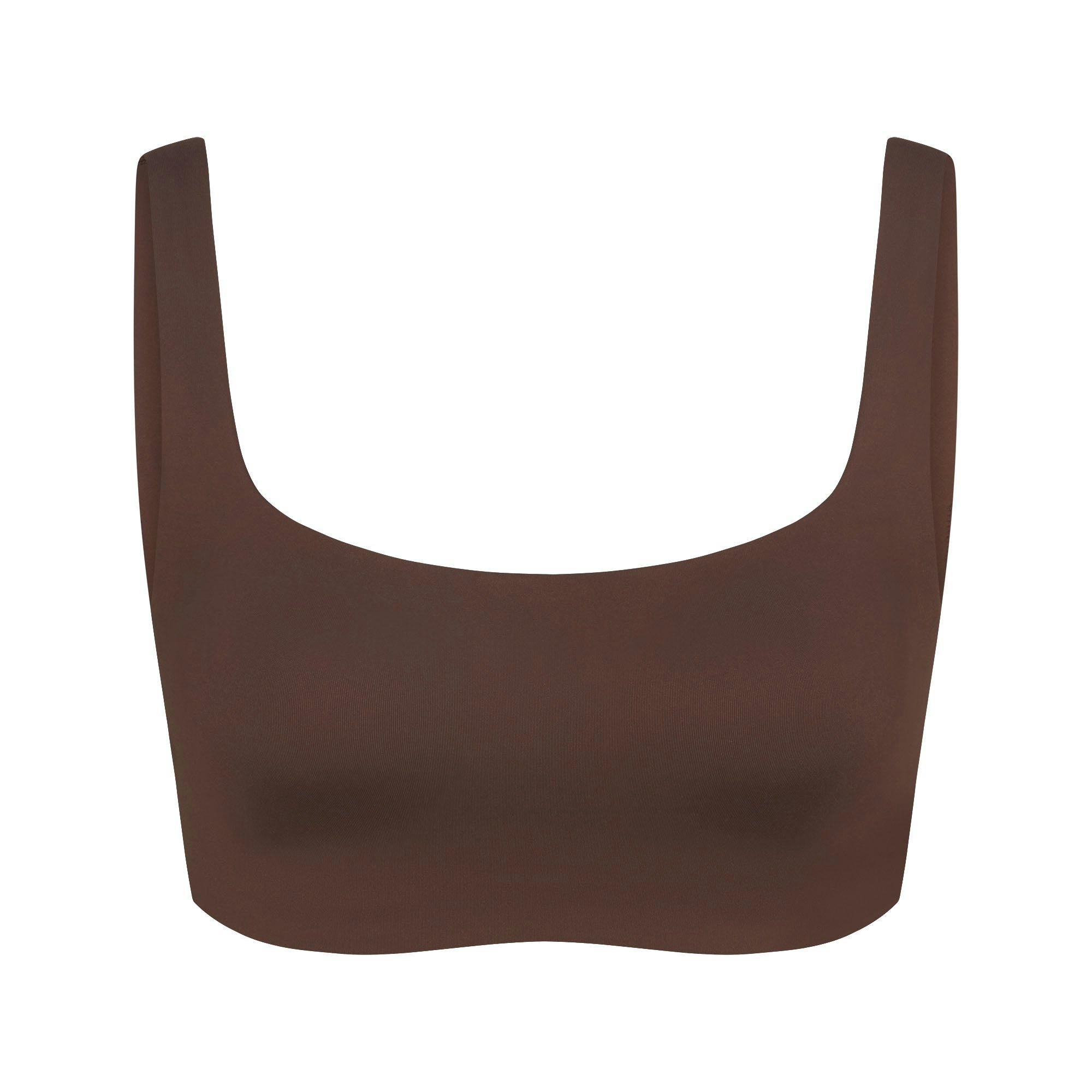 NikeSKIMS MATTE SCOOP NECK BRA | DARK SEPIA FLAT ON A WHITE BACKGROUND | FLT