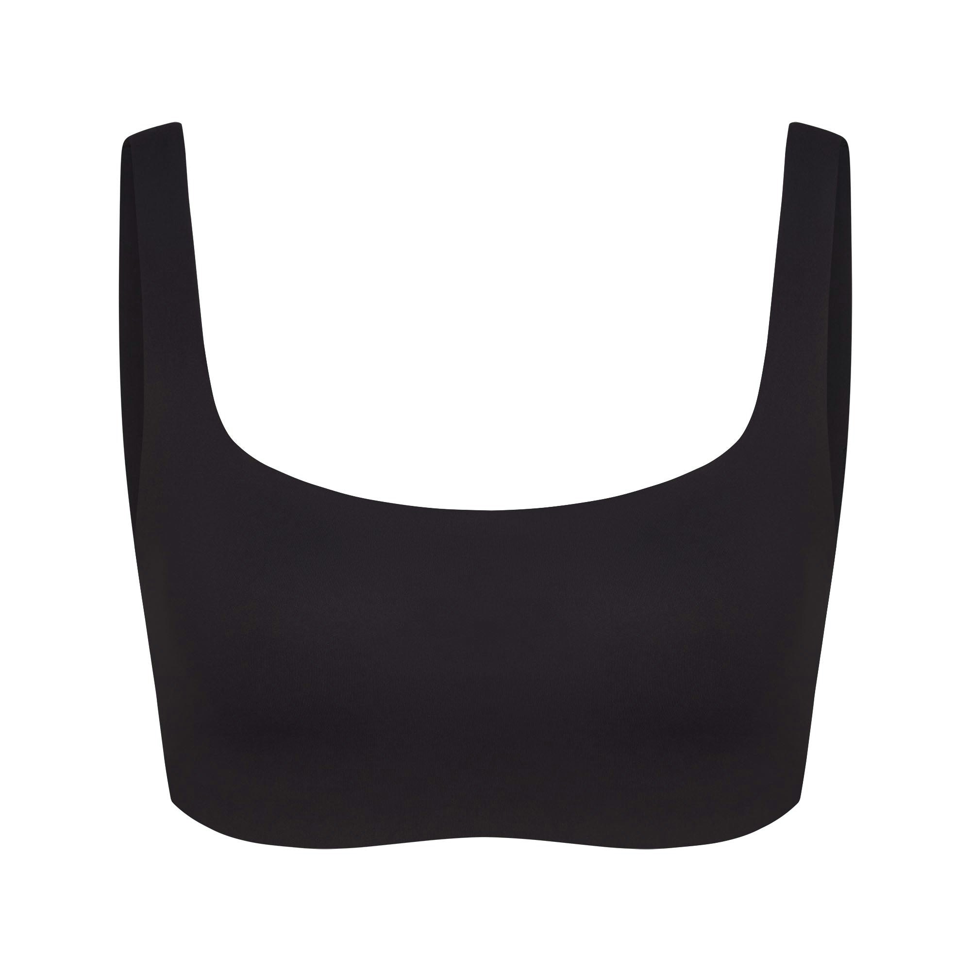 NikeSKIMS MATTE SCOOP NECK BRA | OBSIDIAN FLAT ON A WHITE BACKGROUND | FLT