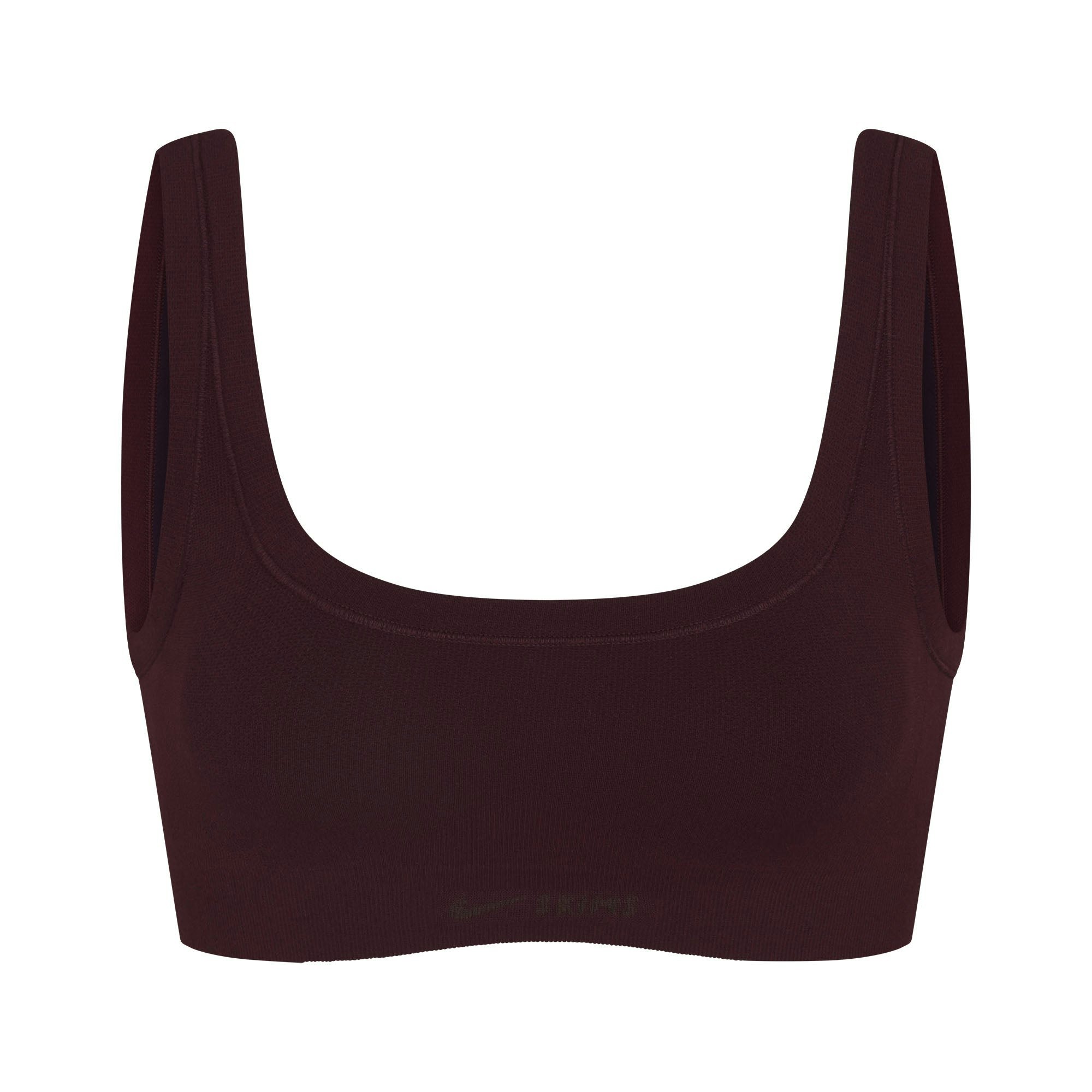 NikeSKIMS VINTAGE SEAMLESS SCOOP NECK BRA | CURRANT FLAT ON A WHITE BACKGROUND | FLT