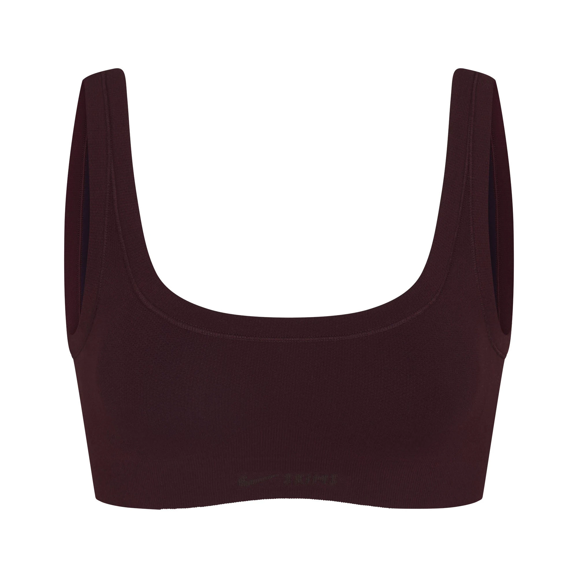 NikeSKIMS VINTAGE SEAMLESS SCOOP NECK BRA | CURRANT FLAT ON A WHITE BACKGROUND | FLT