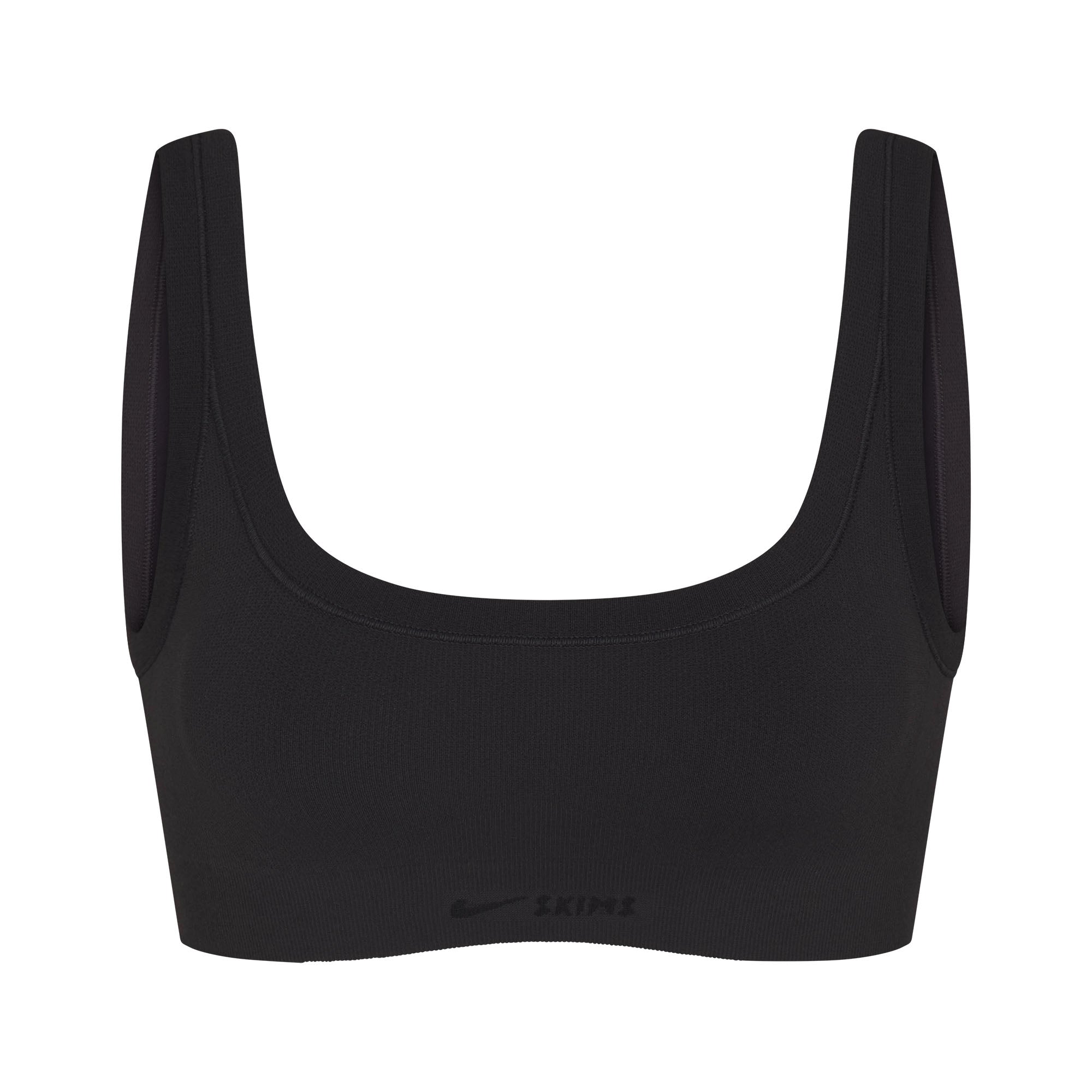 NikeSKIMS VINTAGE SEAMLESS SCOOP NECK BRA | OBSIDIAN FLAT ON A WHITE BACKGROUND | FLT