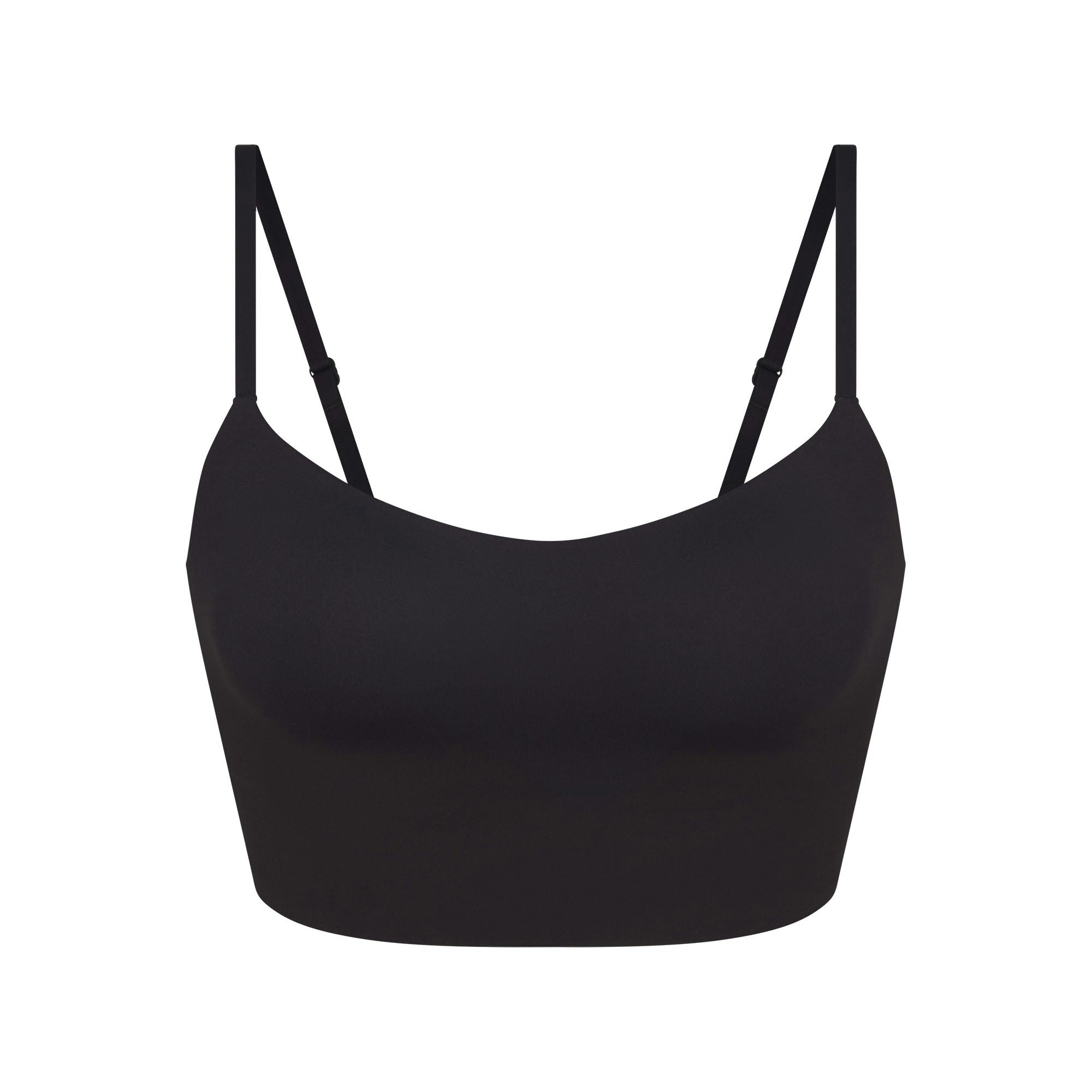 NikeSKIMS MATTE CAMI BRA TOP | OBSIDIAN FLAT ON A WHITE BACKGROUND | FLT