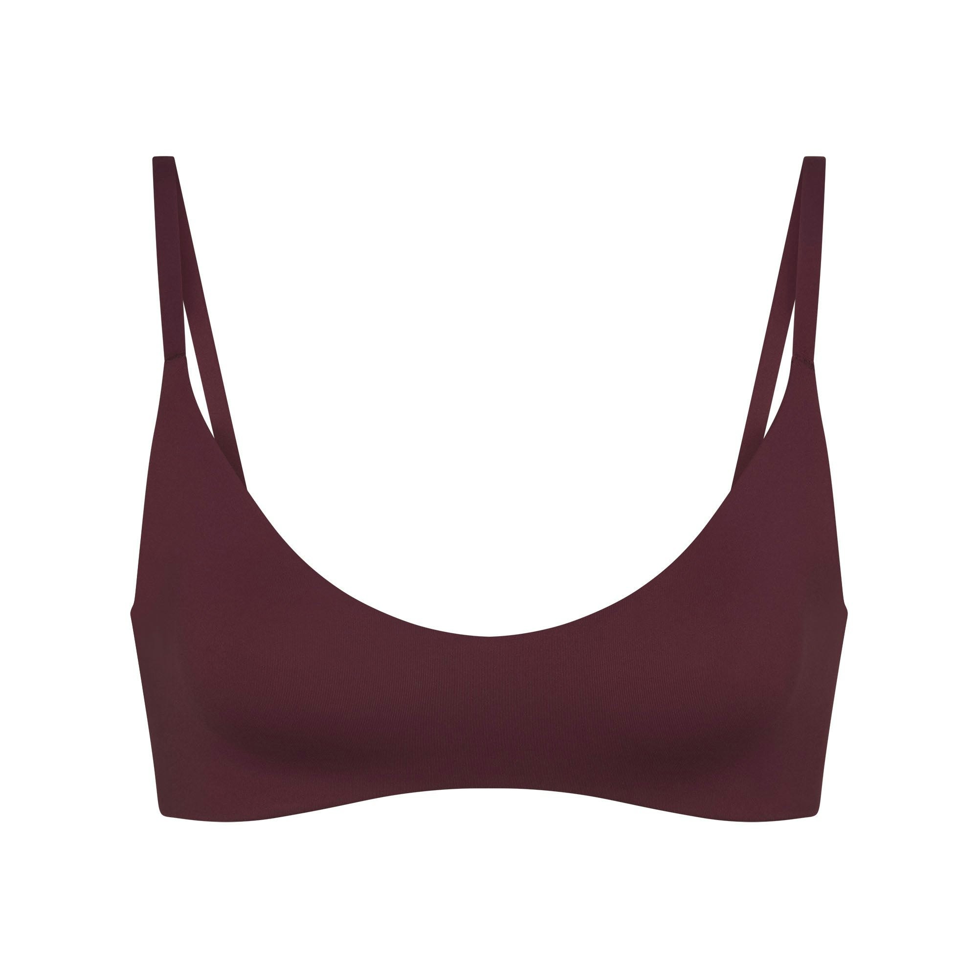 NikeSKIMS MATTE MICRO SCOOP BRA | CURRANT FLAT ON A WHITE BACKGROUND | FLT
