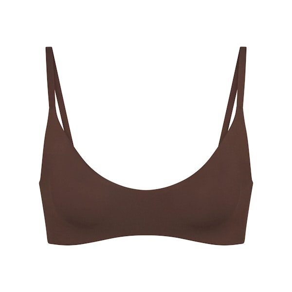 NikeSKIMS MATTE MICRO SCOOP BRA | DARK SEPIA FLAT ON A WHITE BACKGROUND | FLT