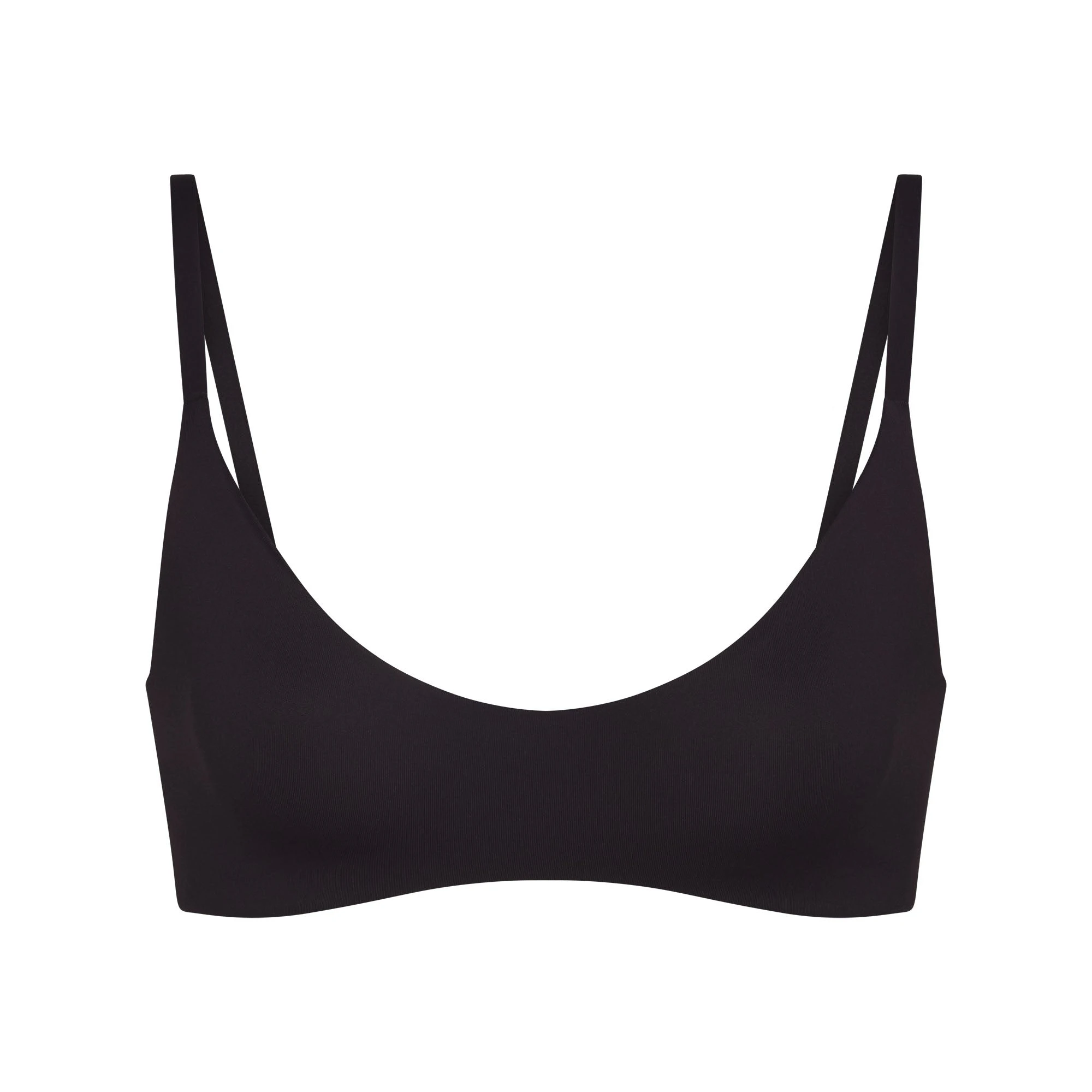 NikeSKIMS MATTE MICRO SCOOP BRA | OBSIDIAN FLAT ON A WHITE BACKGROUND | FLT