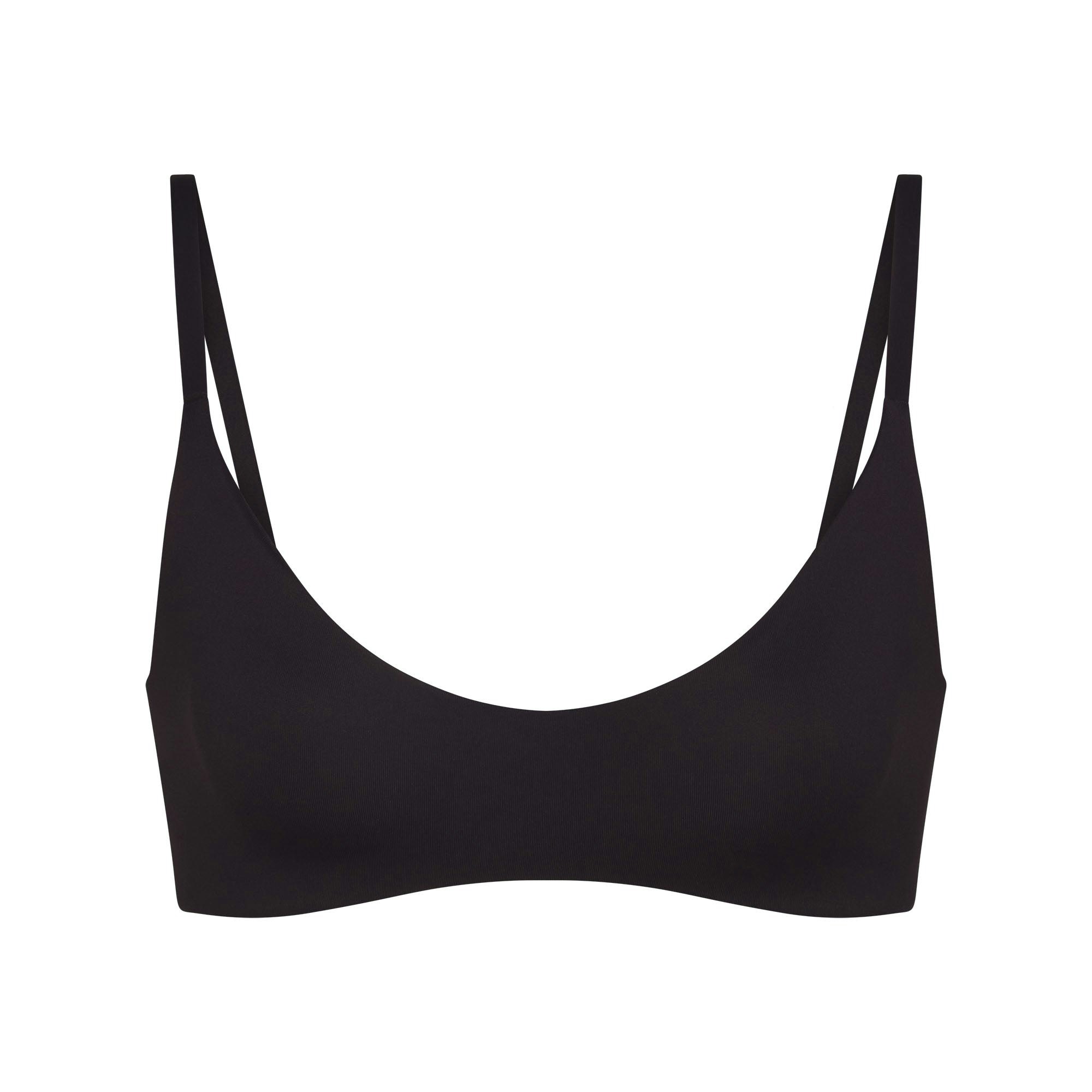 NikeSKIMS MATTE MICRO SCOOP BRA | OBSIDIAN FLAT ON A WHITE BACKGROUND | FLT