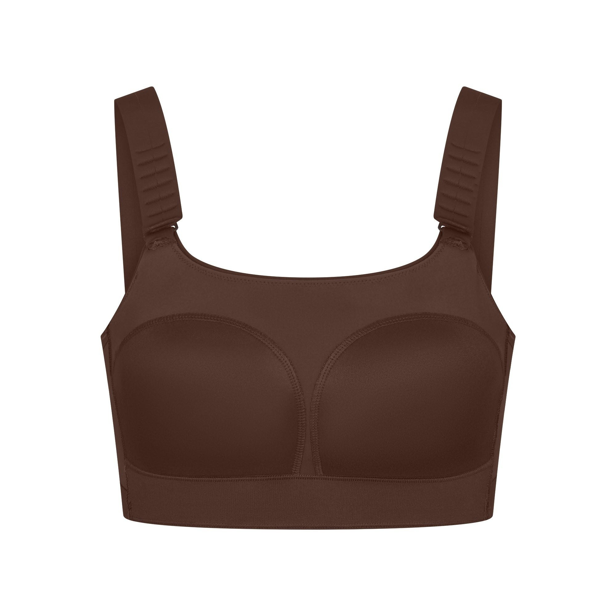 NikeSKIMS MATTE WIDE STRAP BRA | DARK SEPIA FLAT ON A WHITE BACKGROUND | FLT