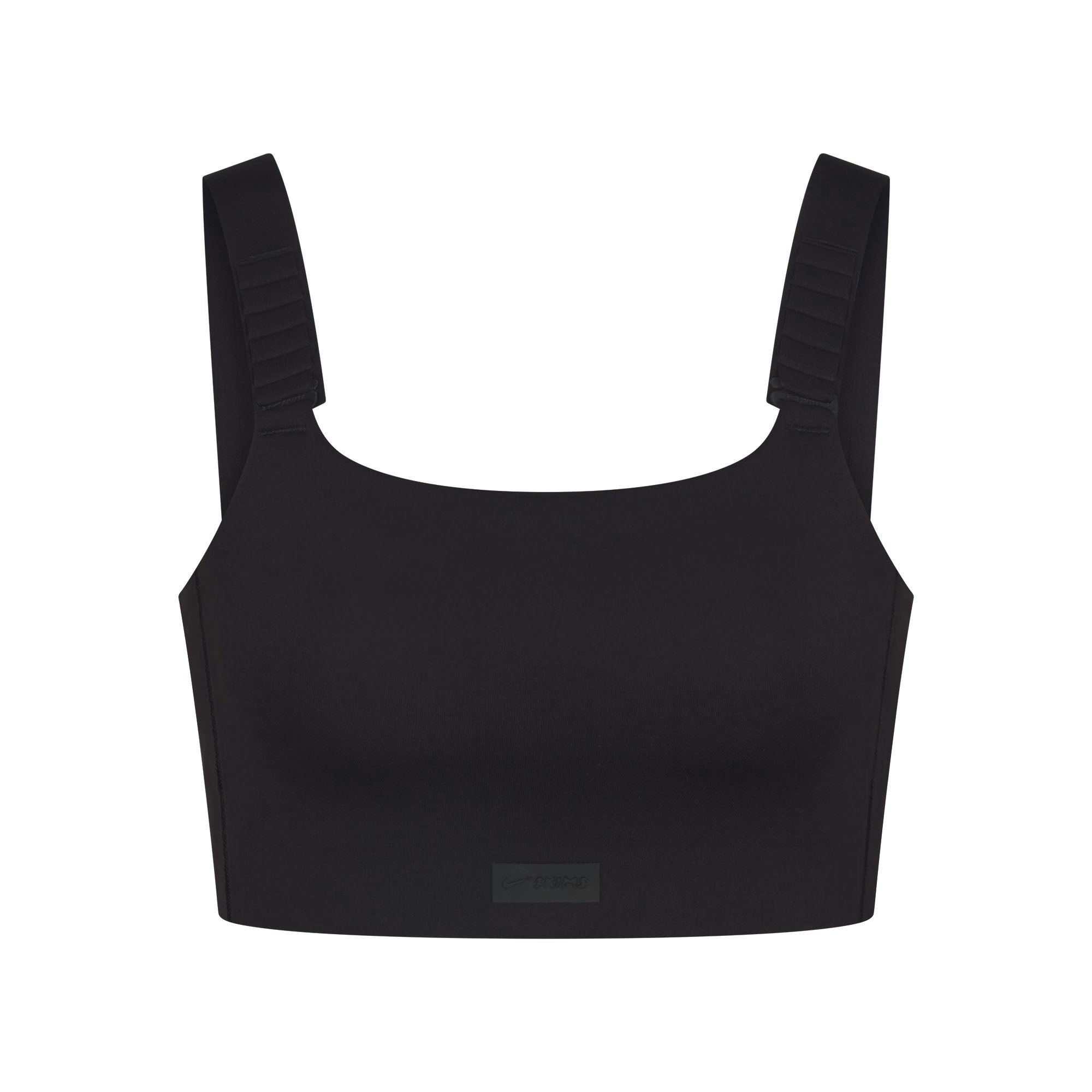 NikeSKIMS MATTE WIDE STRAP BRA | OBSIDIAN FLAT ON A WHITE BACKGROUND | FLT