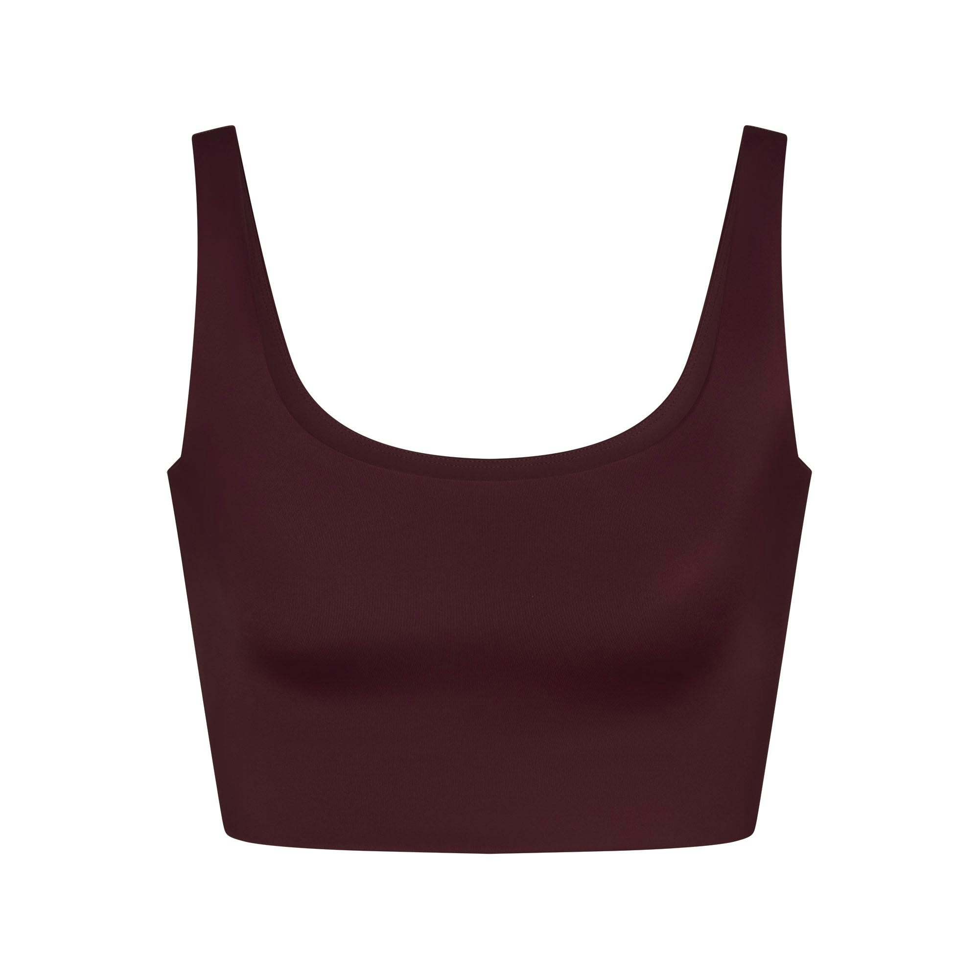 NikeSKIMS SHINE SCOOP NECK BRA TOP | CURRANT FLAT ON A WHITE BACKGROUND | FLT