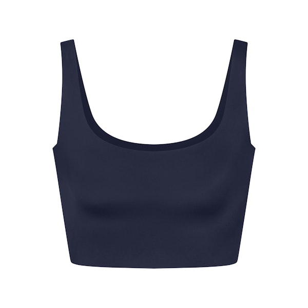 NikeSKIMS SHINE SCOOP NECK BRA TOP | NAVY FLAT ON A WHITE BACKGROUND | FLT