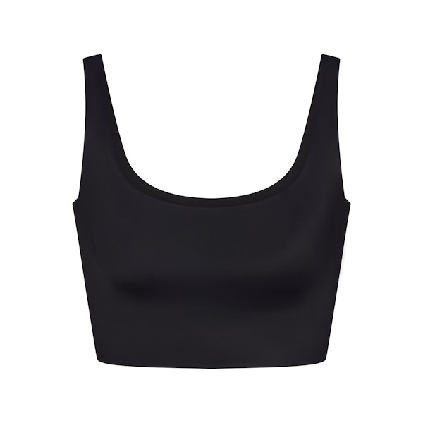 NikeSKIMS SHINE SCOOP NECK BRA TOP | OBSIDIAN FLAT ON A WHITE BACKGROUND | FLT