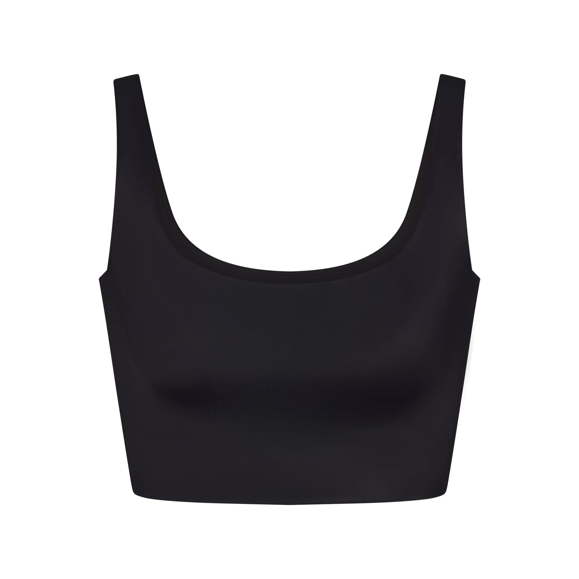 NikeSKIMS SHINE SCOOP NECK BRA TOP | OBSIDIAN FLAT ON A WHITE BACKGROUND | FLT