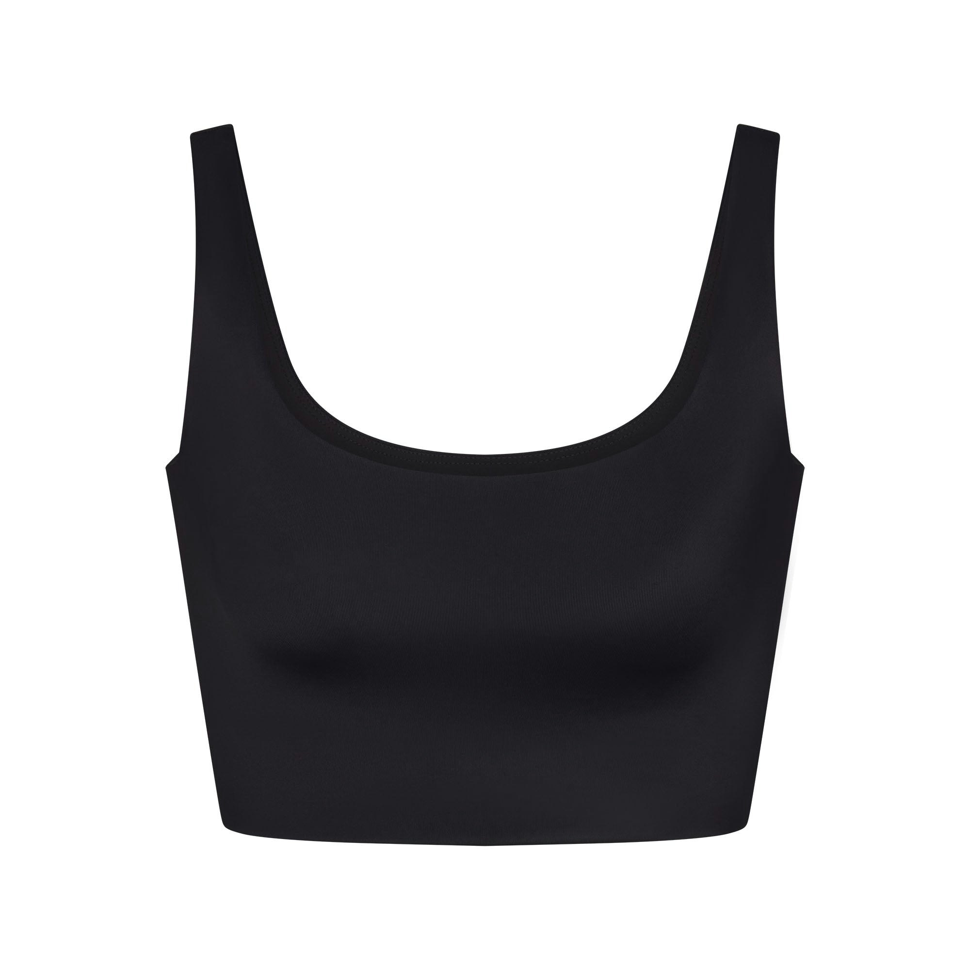 NikeSKIMS SHINE SCOOP NECK BRA TOP | OBSIDIAN FLAT ON A WHITE BACKGROUND | FLT