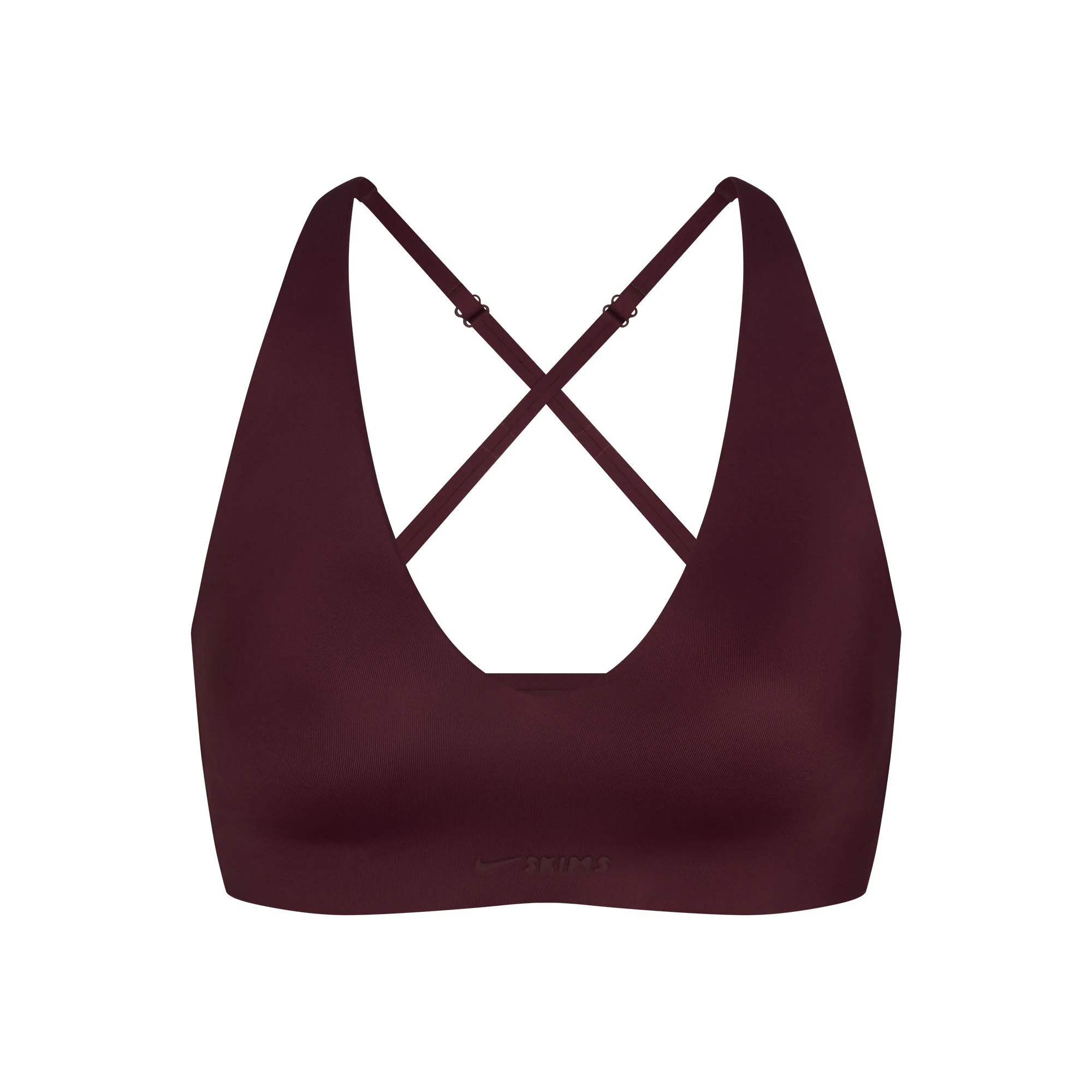 NikeSKIMS SHINE V-NECK BRA | CURRANT FLAT ON A WHITE BACKGROUND | FLT