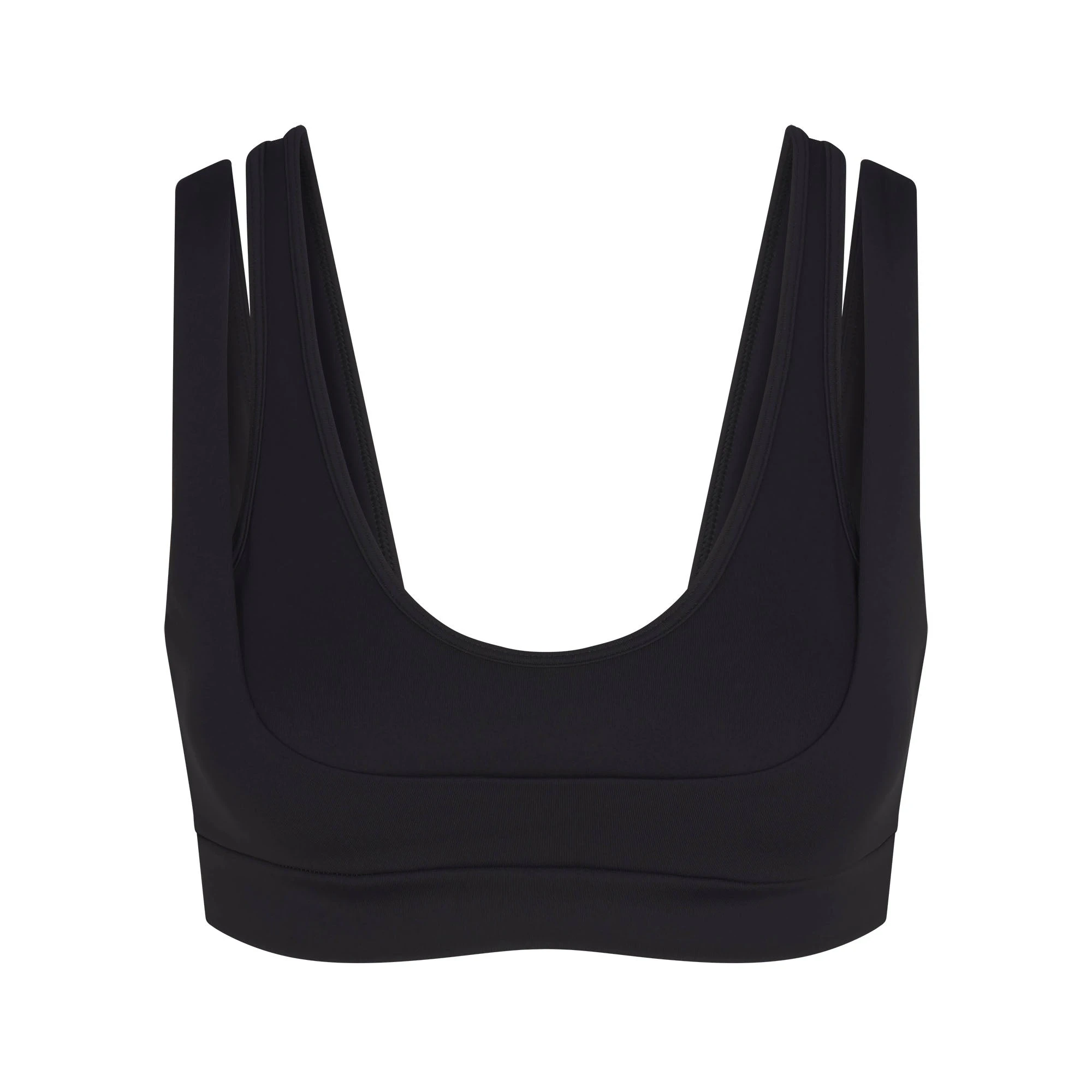 NikeSKIMS MATTE DOUBLE STRAP SCOOP BRA | OBSIDIAN FLAT ON A WHITE BACKGROUND | FLT