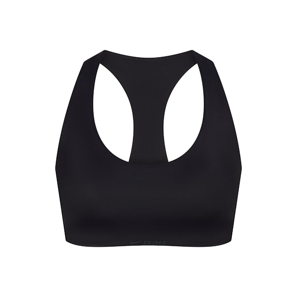 NikeSKIMS SHINE RACER BACK BRA | OBSIDIAN FLAT ON A WHITE BACKGROUND | FLT