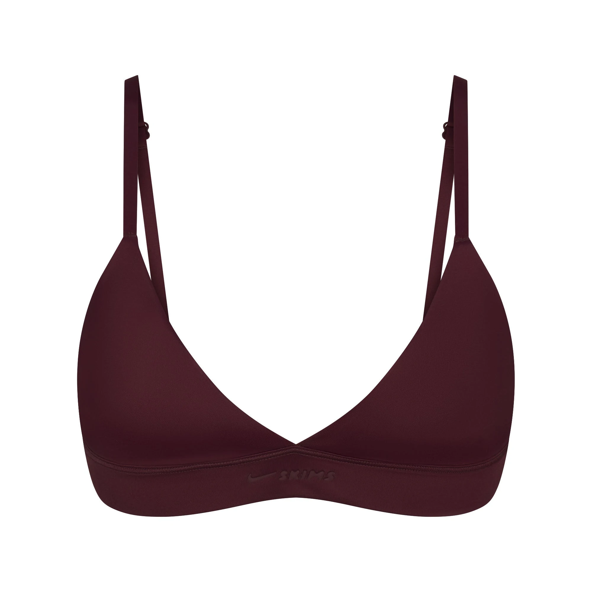 NikeSKIMS SHINE TRIANGLE BRA | CURRANT FLAT ON A WHITE BACKGROUND | FLT