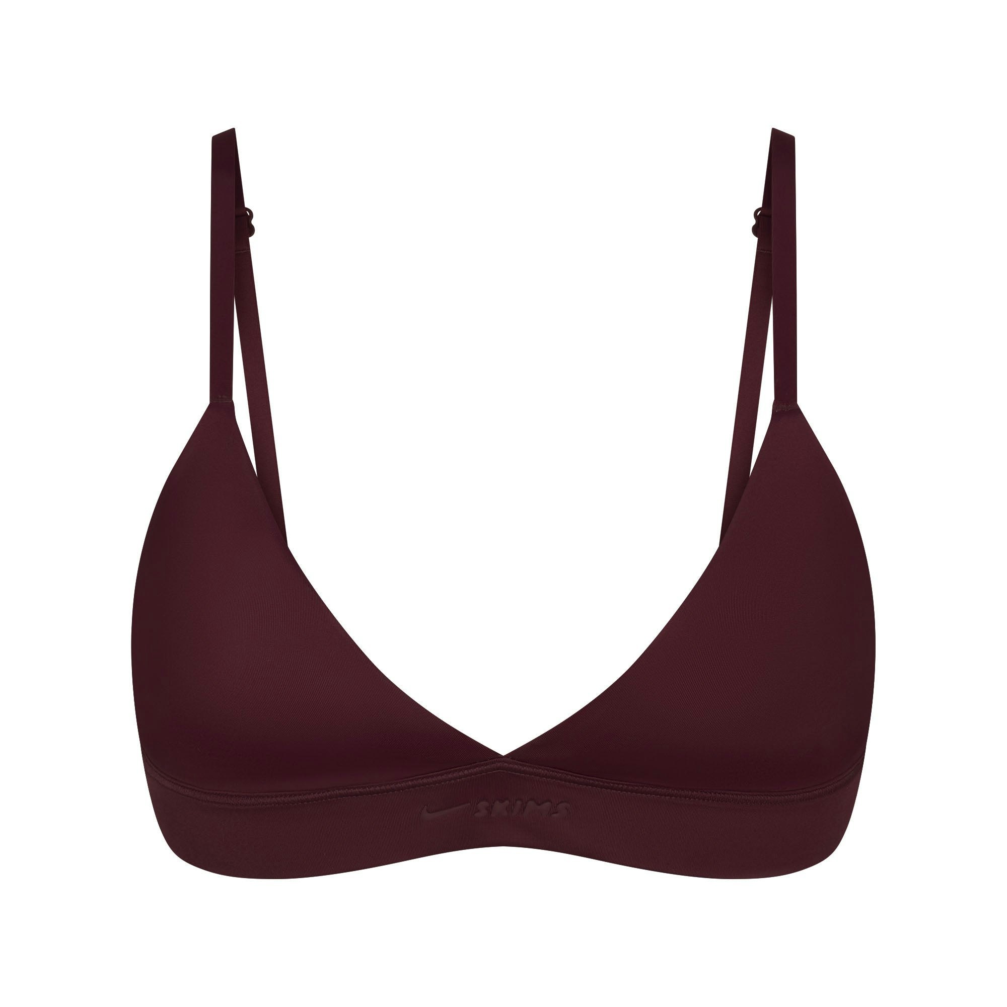 NikeSKIMS SHINE TRIANGLE BRA | CURRANT FLAT ON A WHITE BACKGROUND | FLT