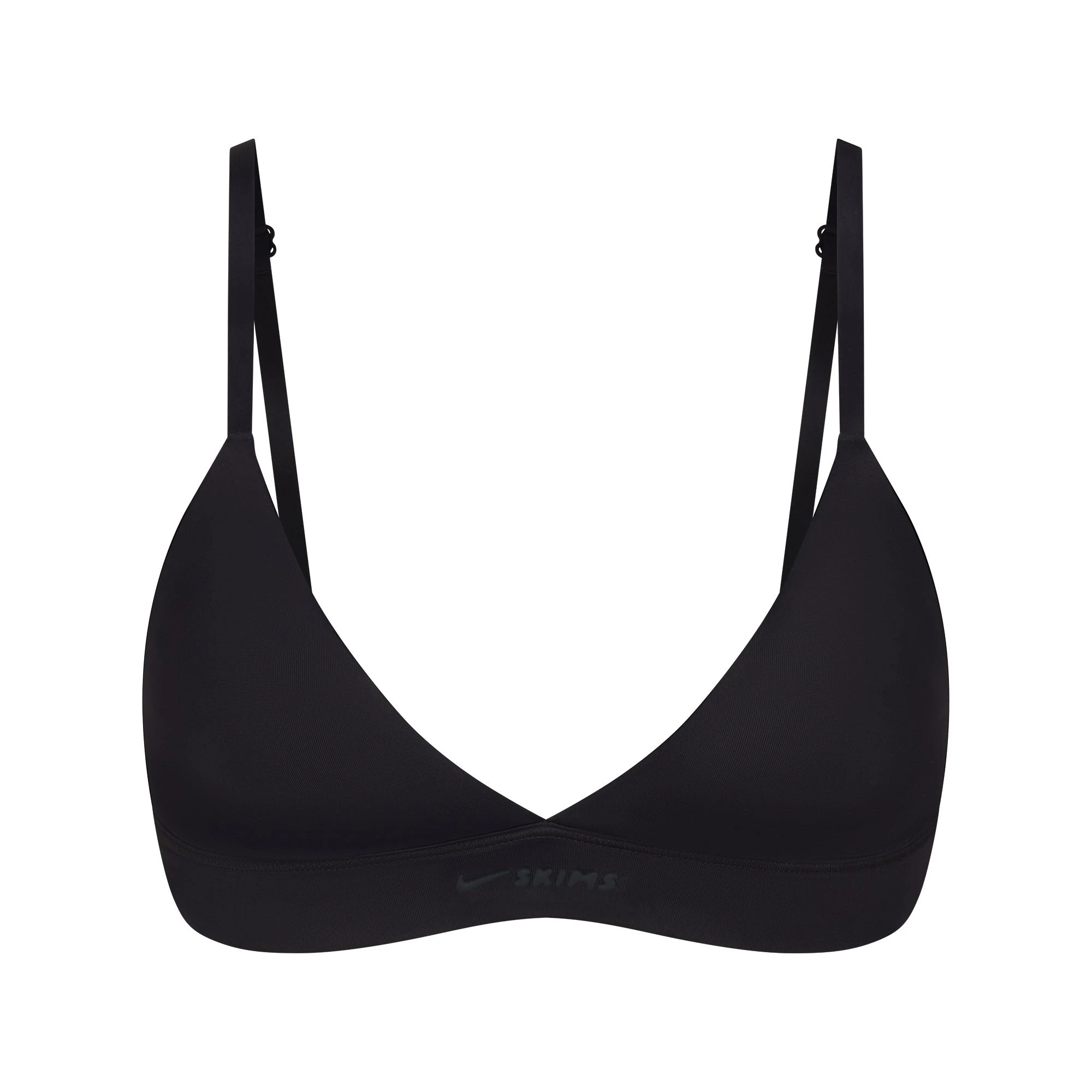 NikeSKIMS SHINE TRIANGLE BRA | OBSIDIAN FLAT ON A WHITE BACKGROUND | FLT