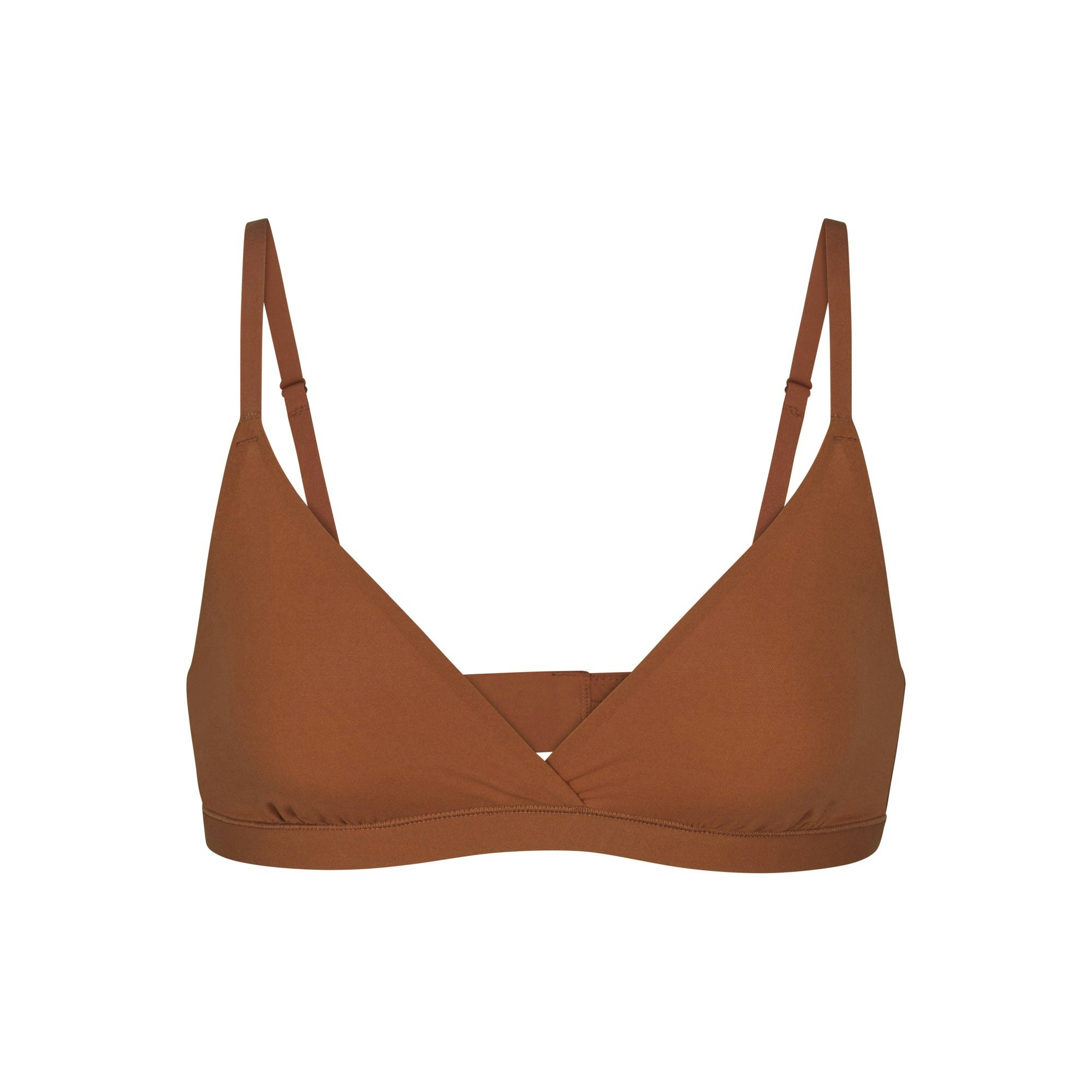 FITS EVERYBODY CROSSOVER BRALETTE | BRONZE (TRIANGLE BRALETTES) LAYS FLAT ON A WHITE BACKGROUND | FLT
