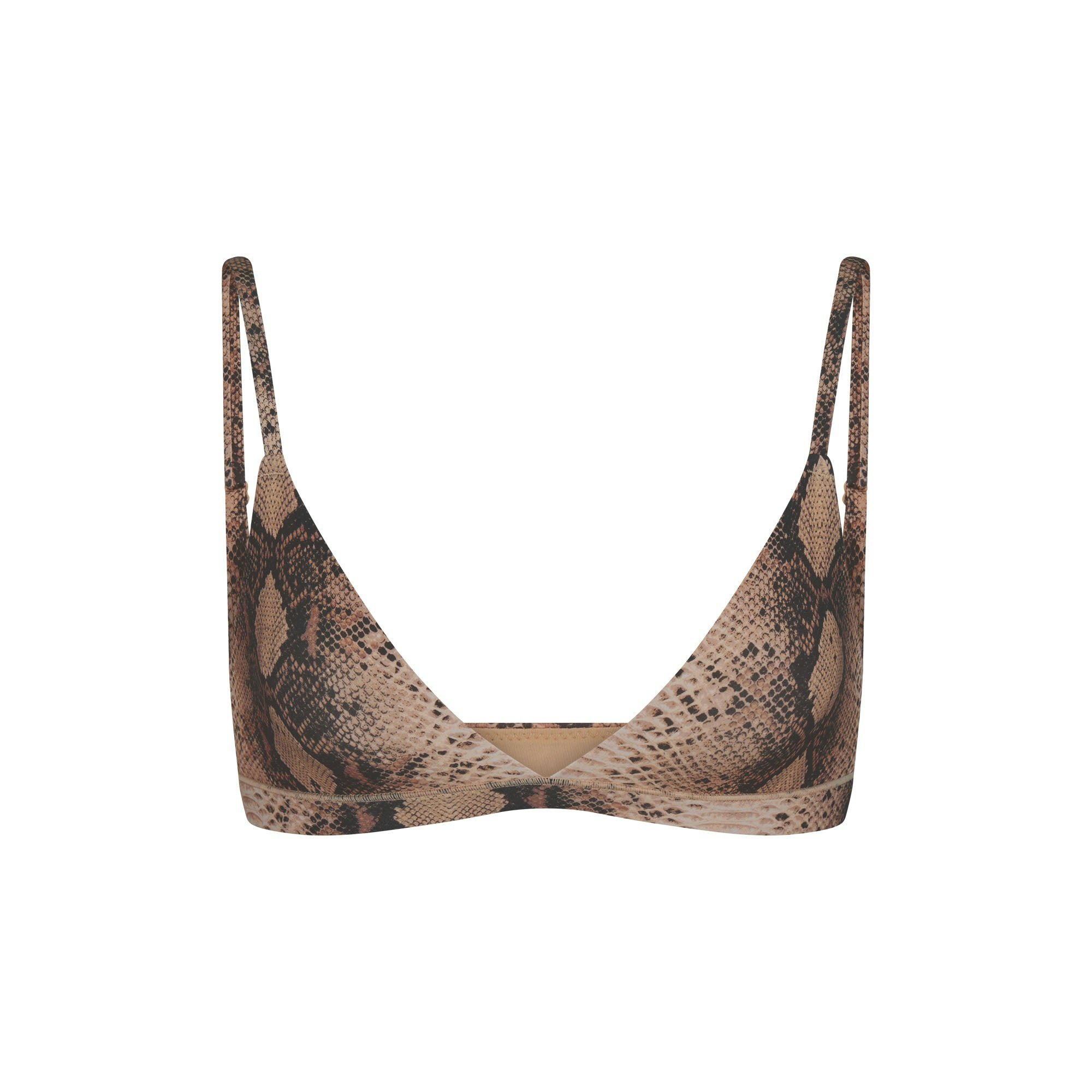 FITS EVERYBODY TRIANGLE BRALETTE | CLAY SNAKESKIN PRINT (TRIANGLE BRALETTES) FLAT ON A WHITE BACKGROUND | FLT