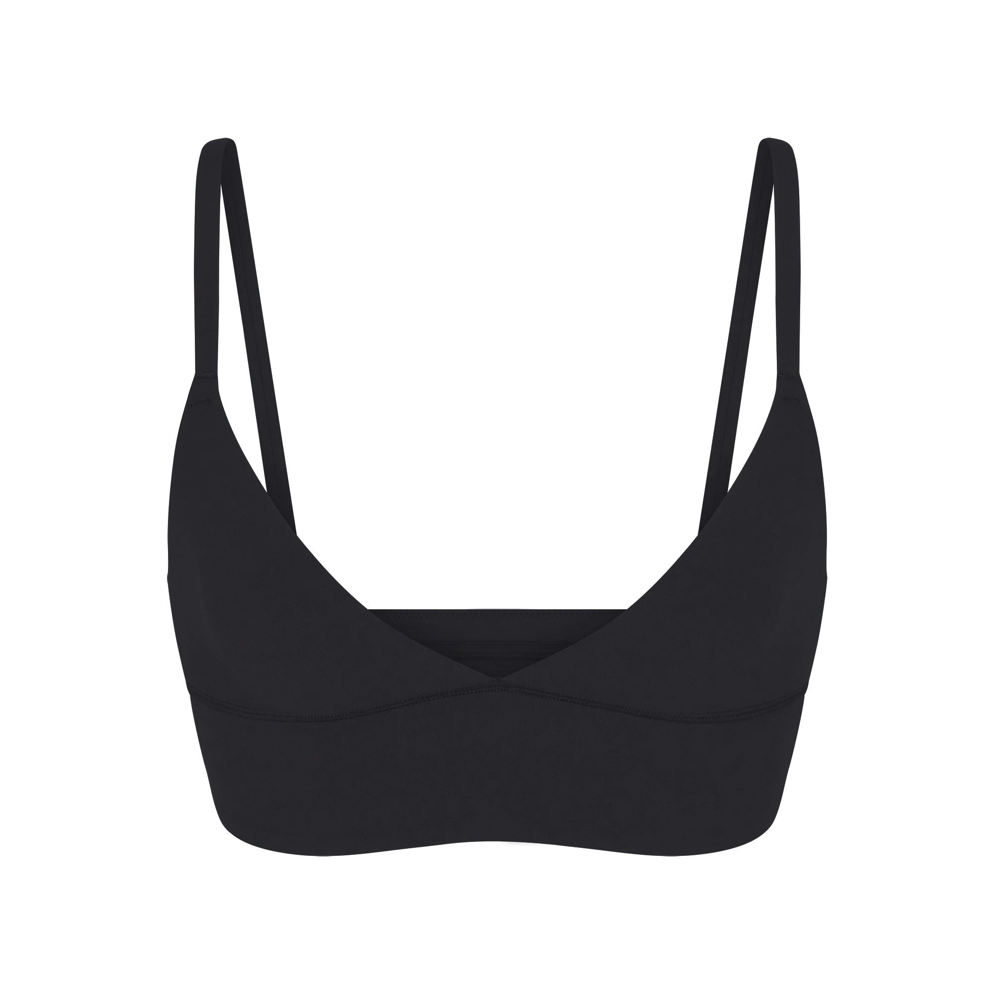 FITS EVERYBODY TRIANGLE LONGLINE BRALETTE | ONYX (TRIANGLE BRALETTES) LAYS FLAT ON A WHITE BACKGROUND | FLT