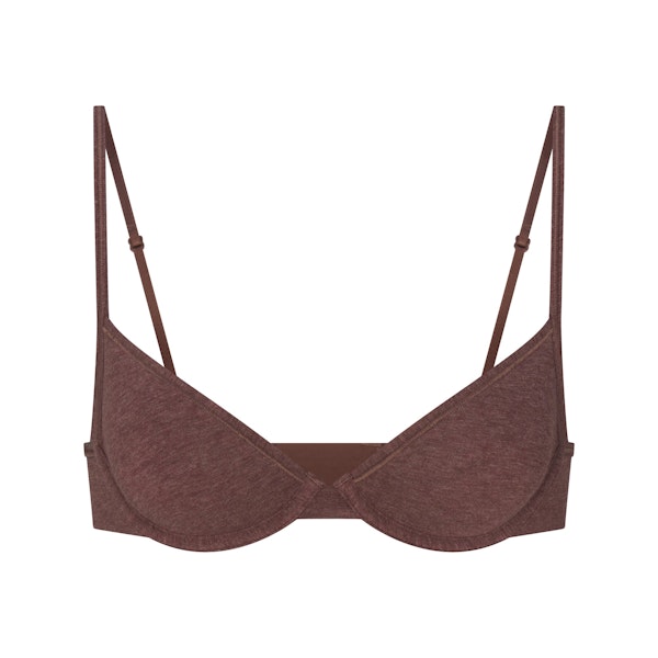 EVERYDAY COTTON UNLINED DEMI BRA | COCOA HEATHER FLAT ON A WHITE BACKGROUND | FLT