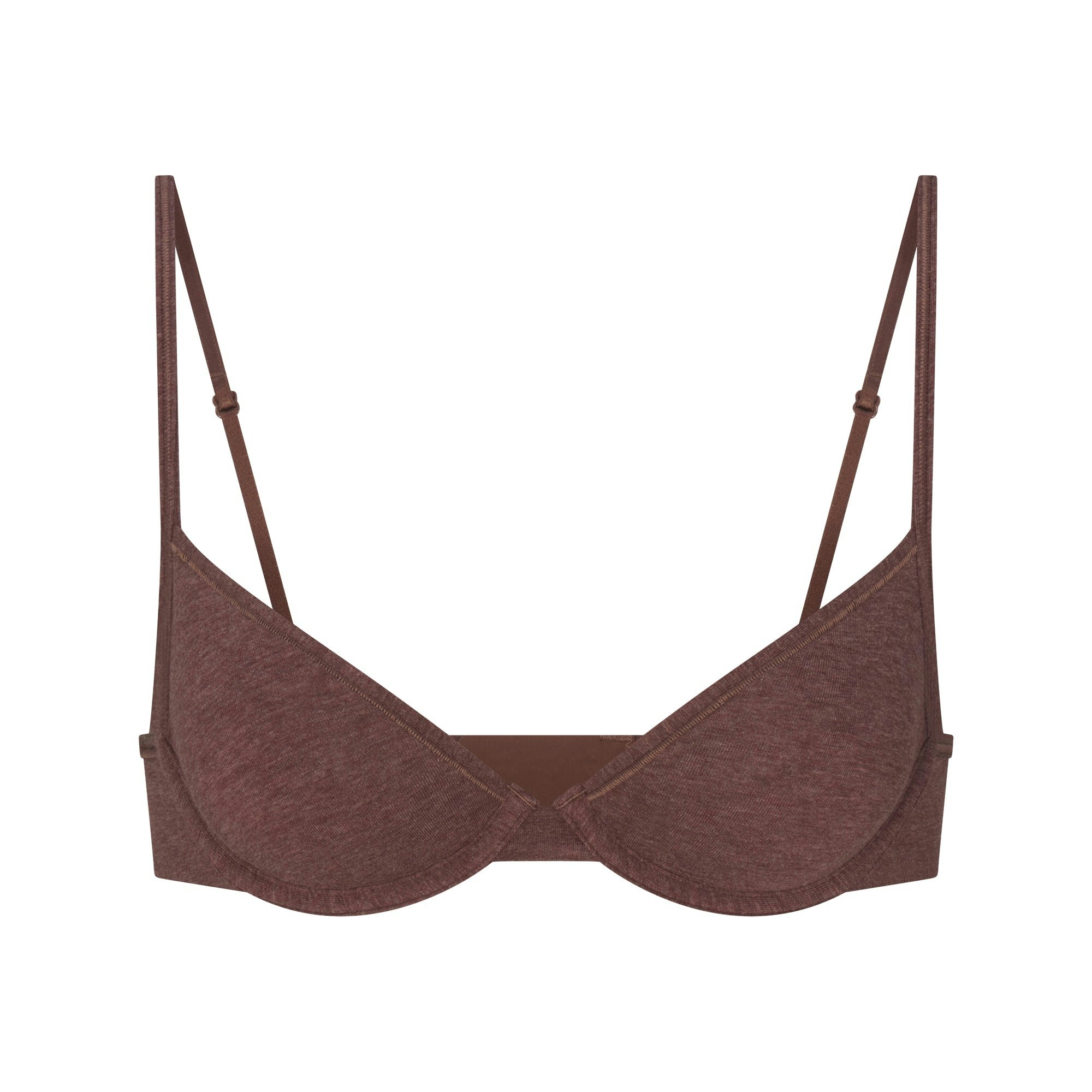 EVERYDAY COTTON UNLINED DEMI BRA | COCOA HEATHER FLAT ON A WHITE BACKGROUND | FLT