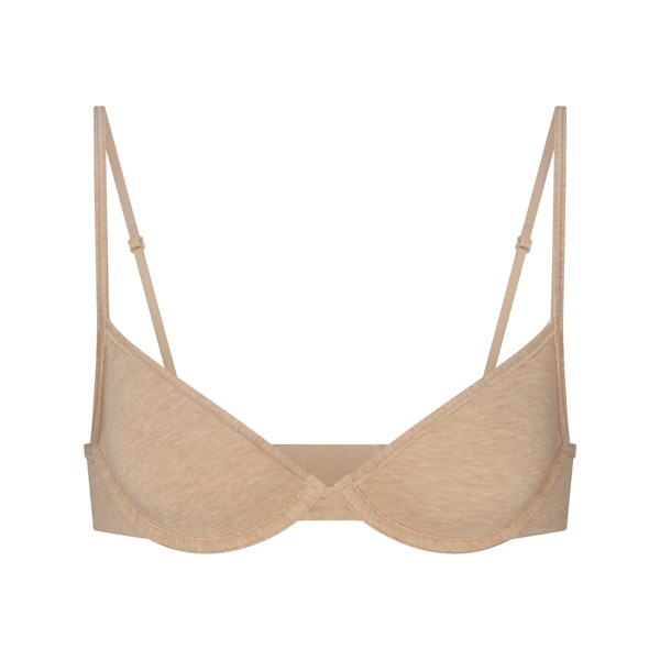 EVERYDAY COTTON UNLINED DEMI BRA | CLAY HEATHER FLAT ON A WHITE BACKGROUND | FLT