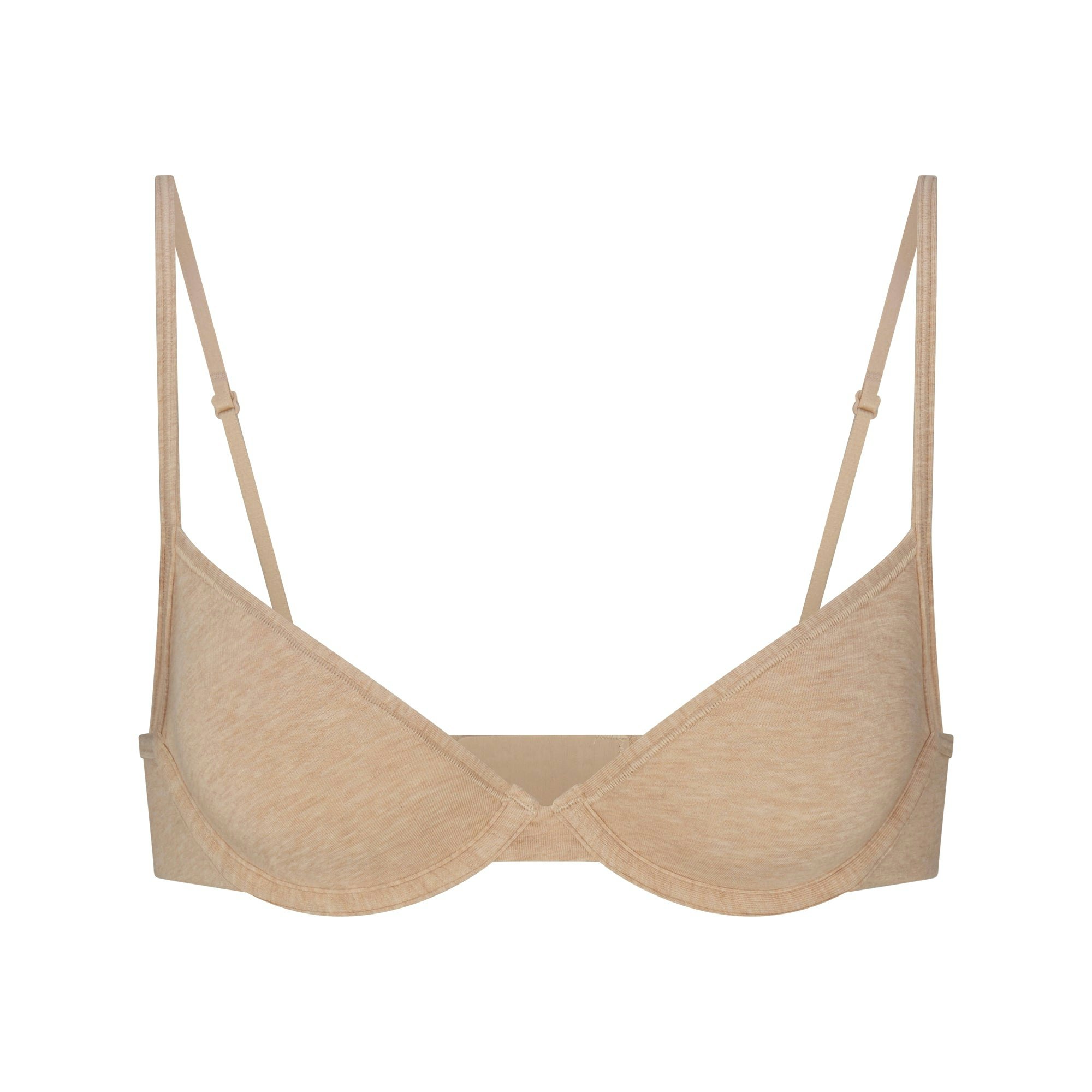 EVERYDAY COTTON UNLINED DEMI BRA | CLAY HEATHER FLAT ON A WHITE BACKGROUND | FLT